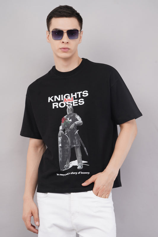 Knights and Roses Graphic Tee print detail - Corcotton India