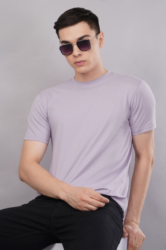 Premium Lavender Regular Fit Tshirt front view - Corcotton India