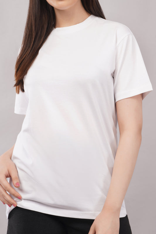 Unisex White Regular Fit Basic T-Shirt front - Corcotton India