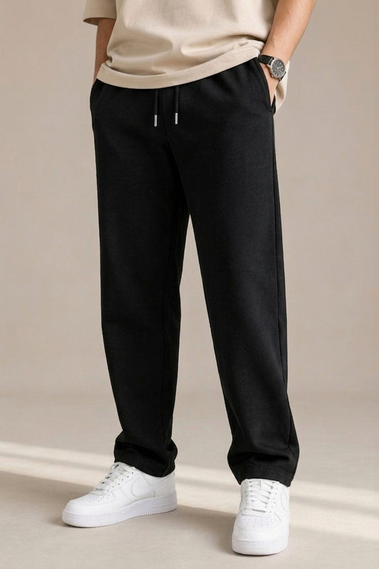 Black Relaxed Fit Jogger front view - Corcotton India