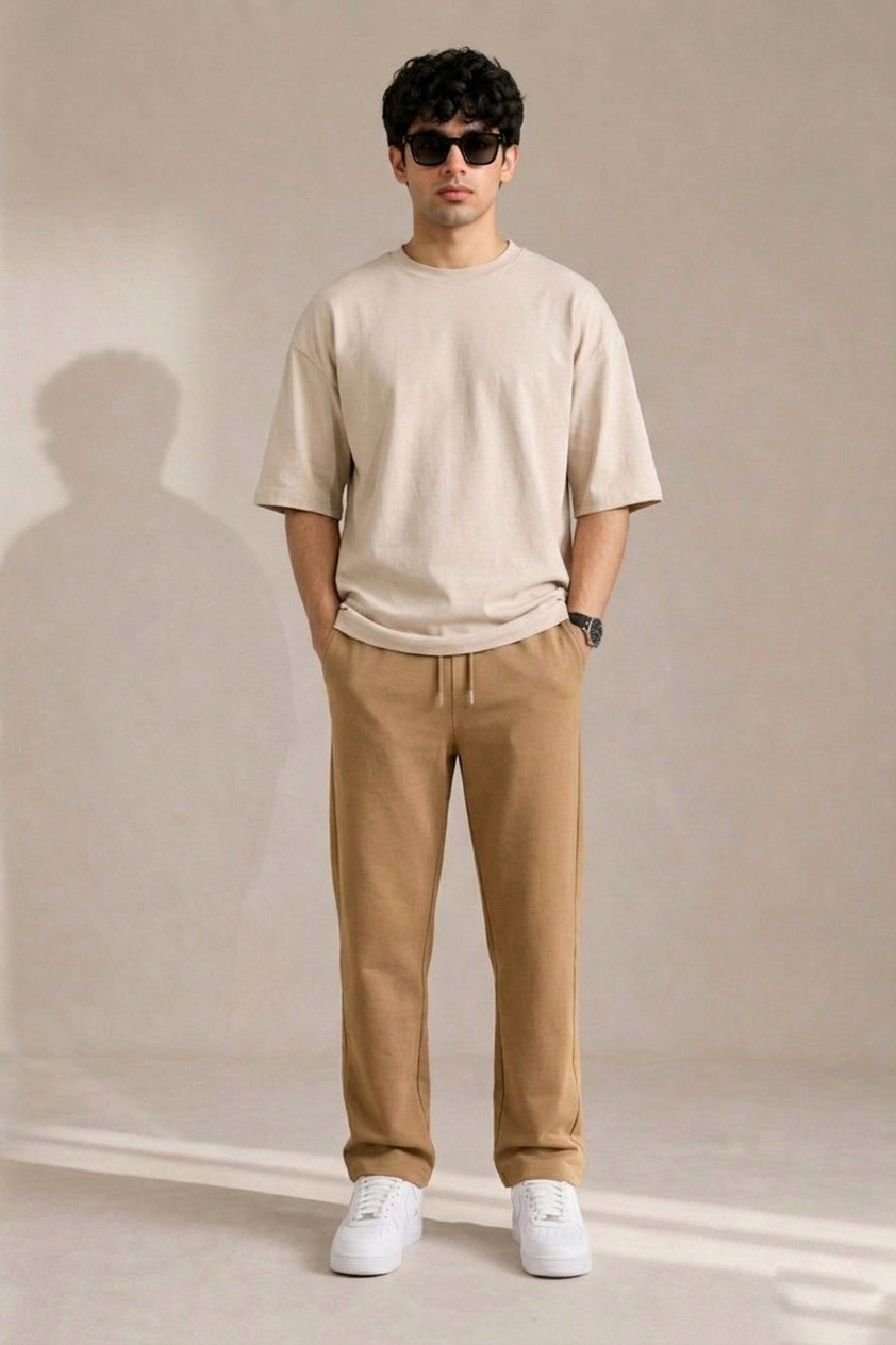 Camel Relaxed Fit Jogger side view - Corcotton India