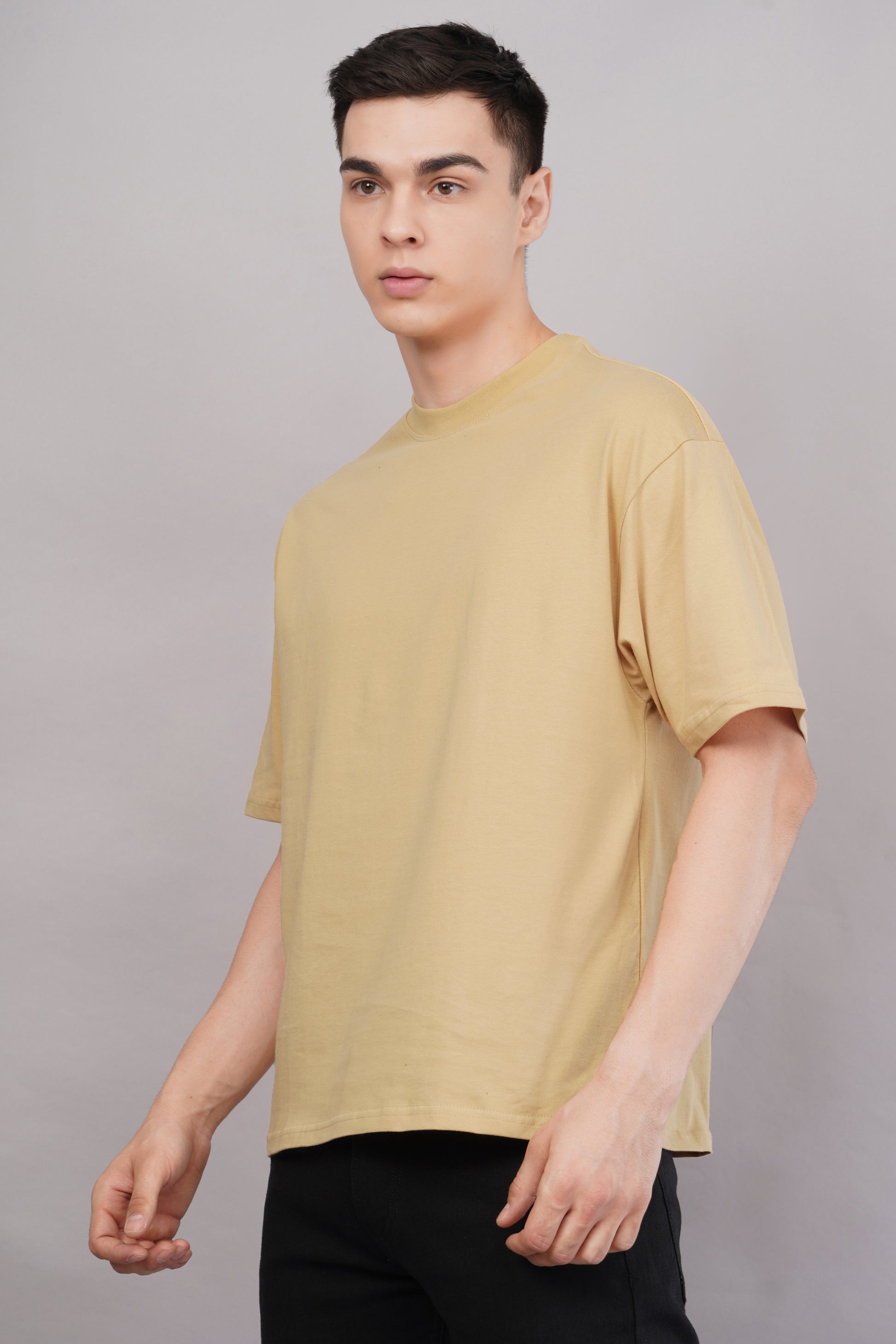 Premium Beige Oversized T-Shirt detail - Corcotton India