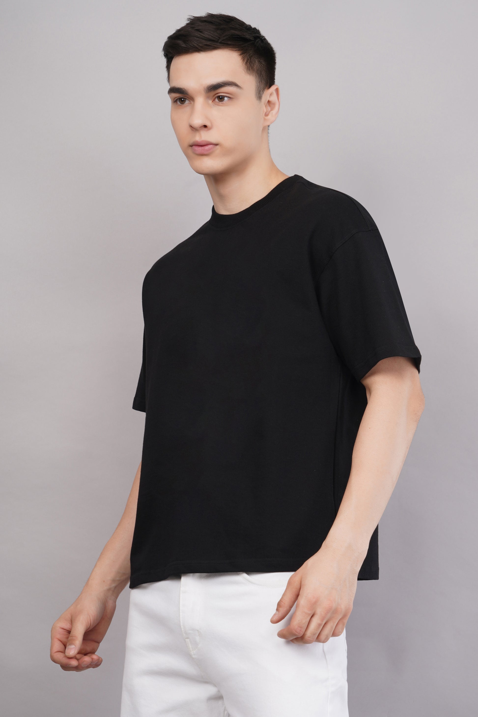 Premium Black Oversized T-Shirt lifestyle - Corcotton India