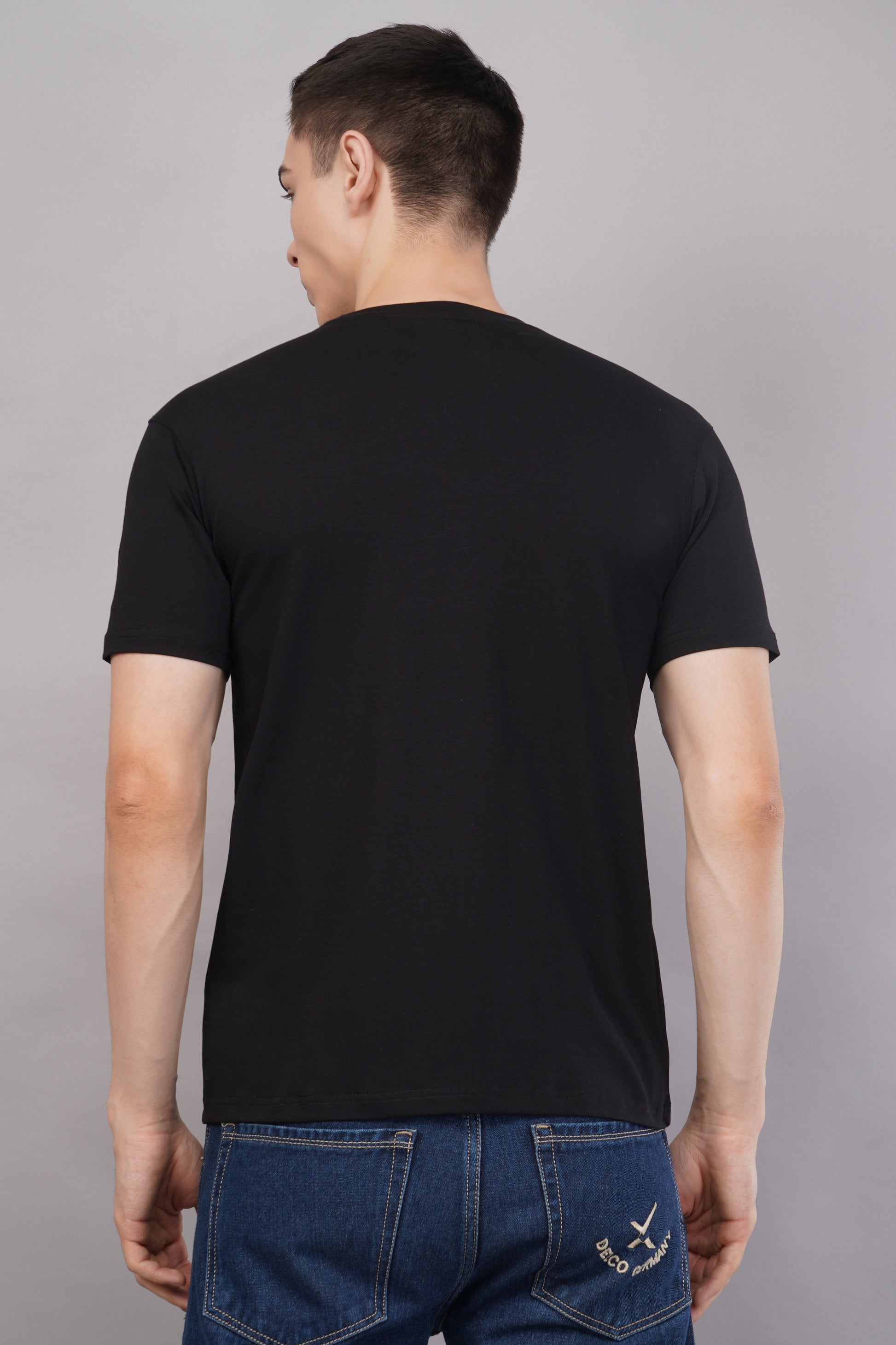 Black Regular Fit Tshirt model shot - Corcotton India