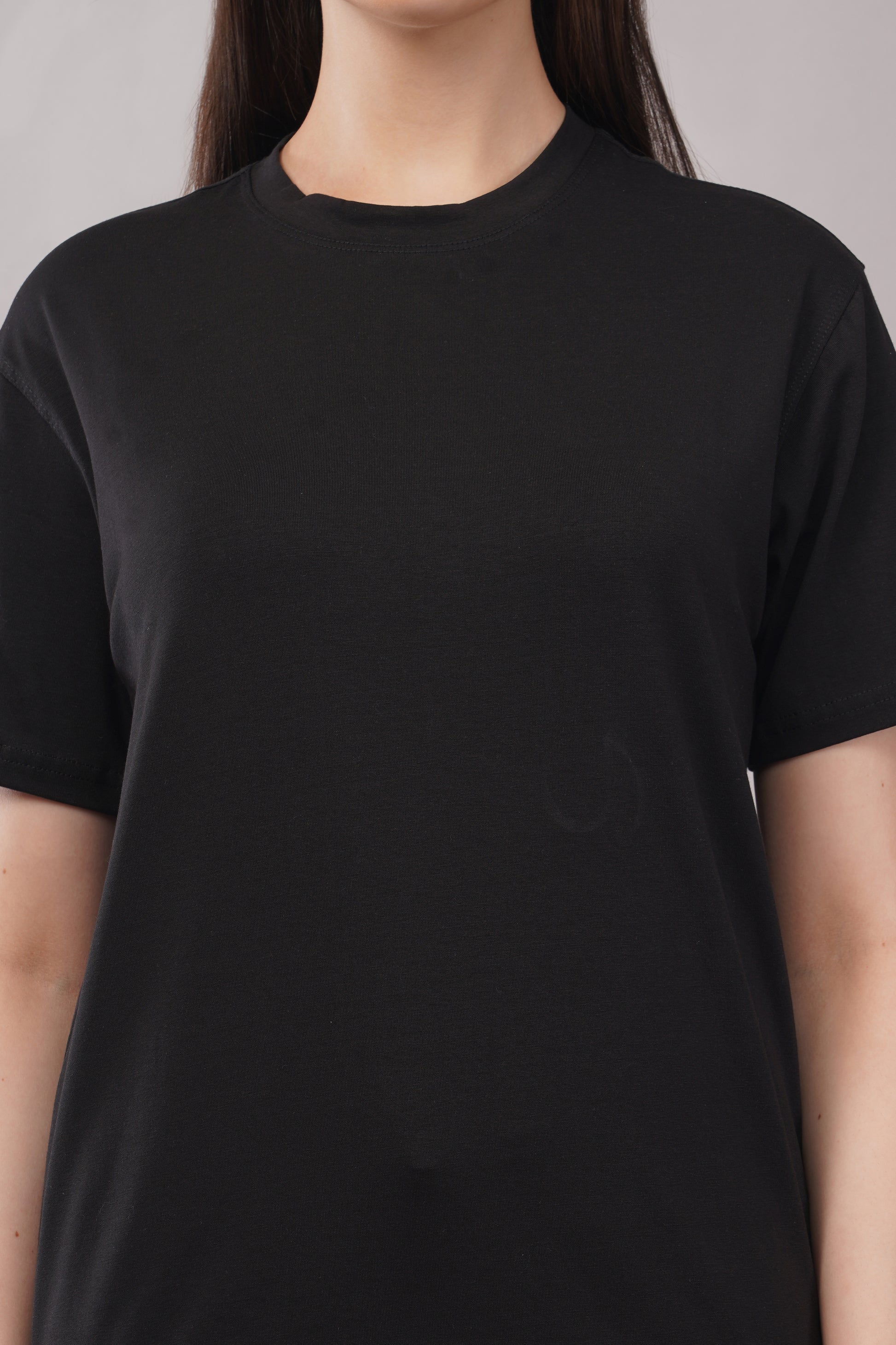 Unisex Black Regular Fit Basic T-Shirt front - Corcotton India