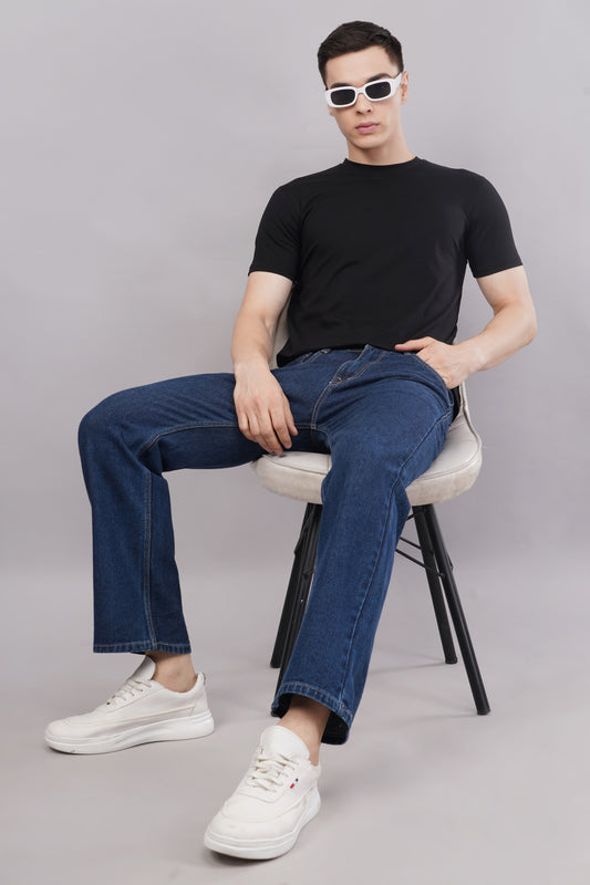 Black Regular Fit T-Shirt full look - Corcotton India