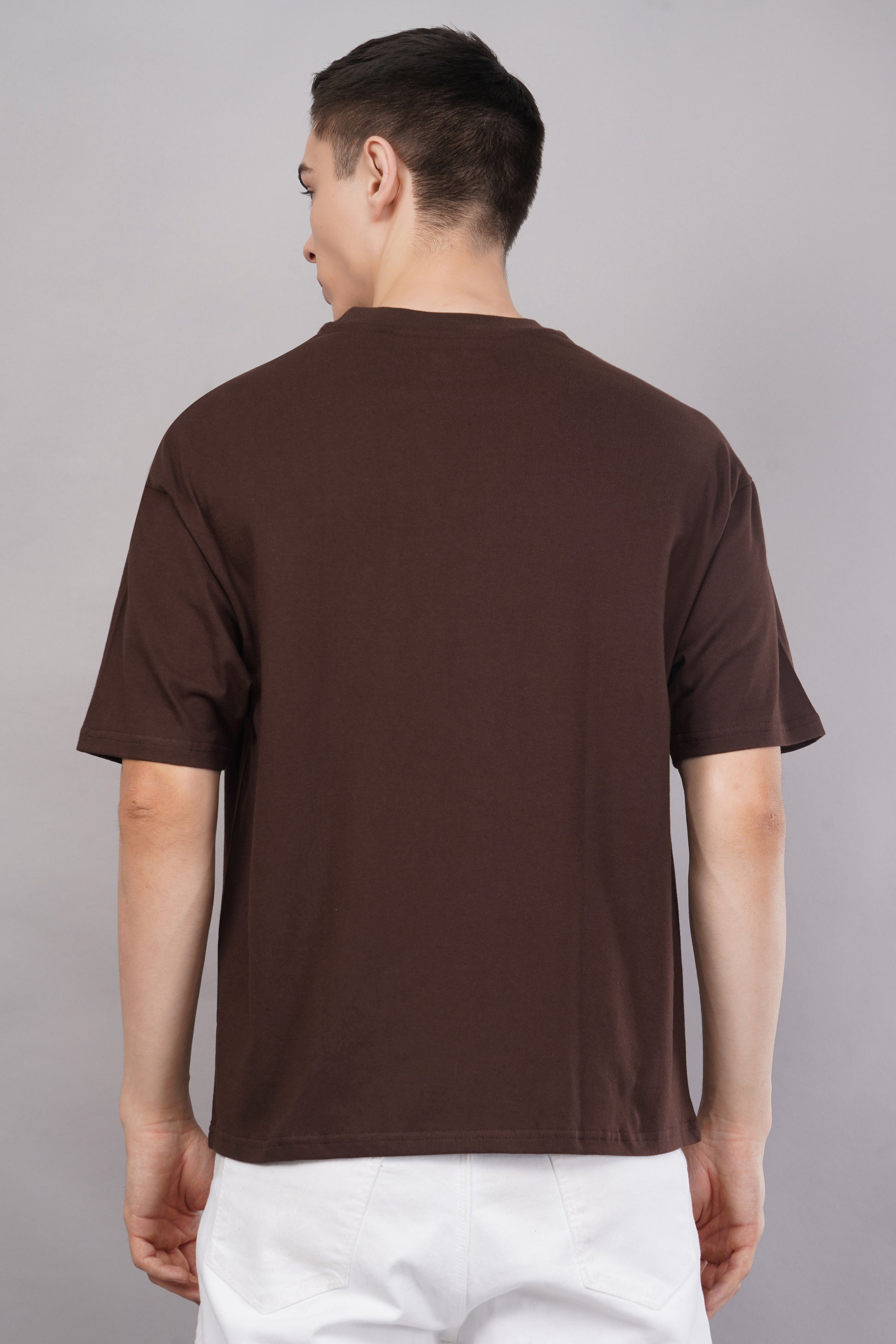 Premium Camel Brown Oversized T-Shirt full body look - Corcotton India