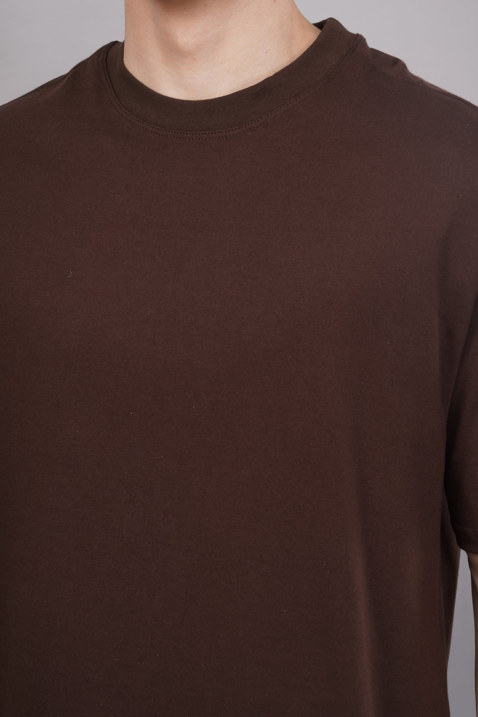 Premium Camel Brown Oversized T-Shirt detail - Corcotton India
