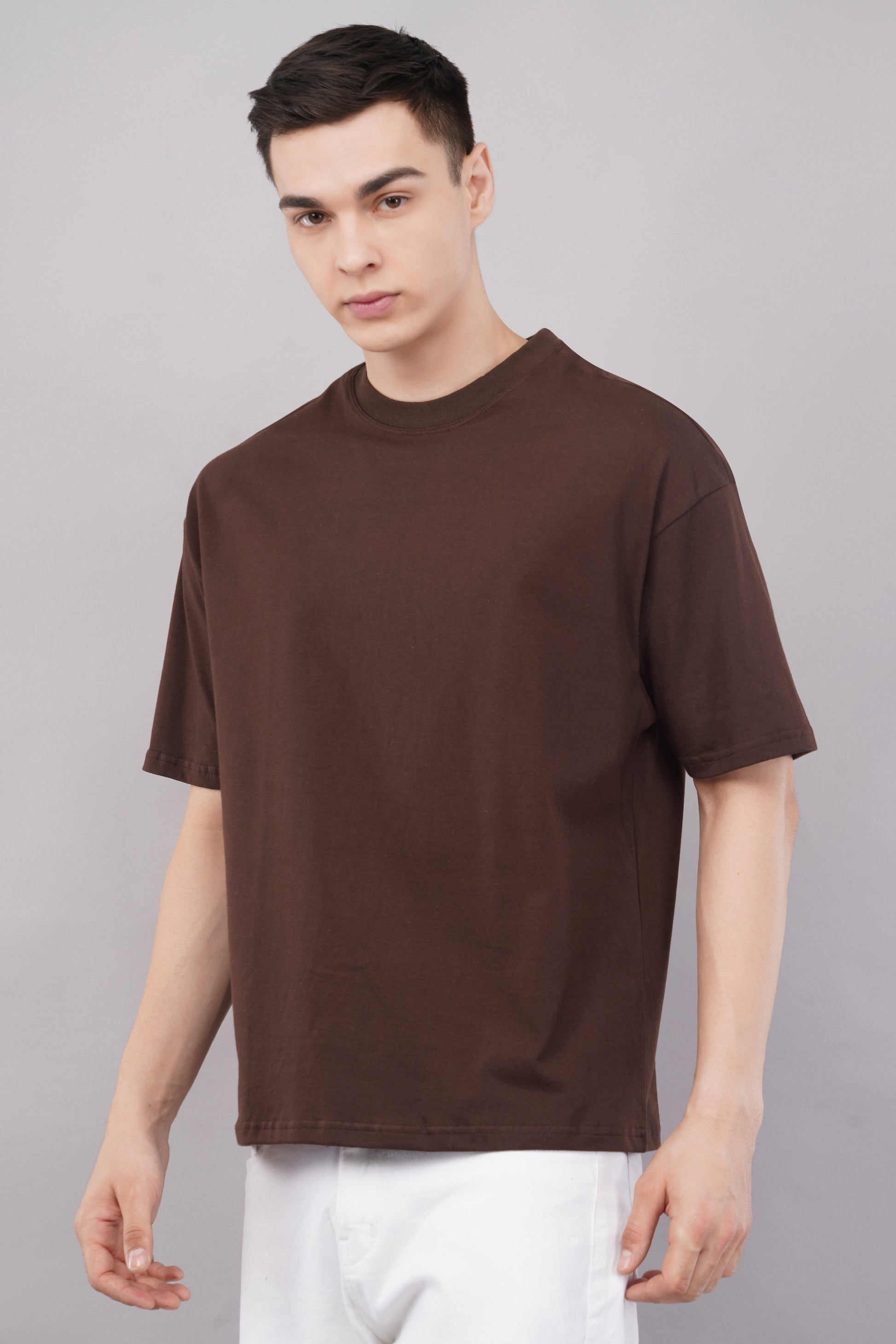 Premium Camel Brown Oversized T-Shirt lifestyle - Corcotton India