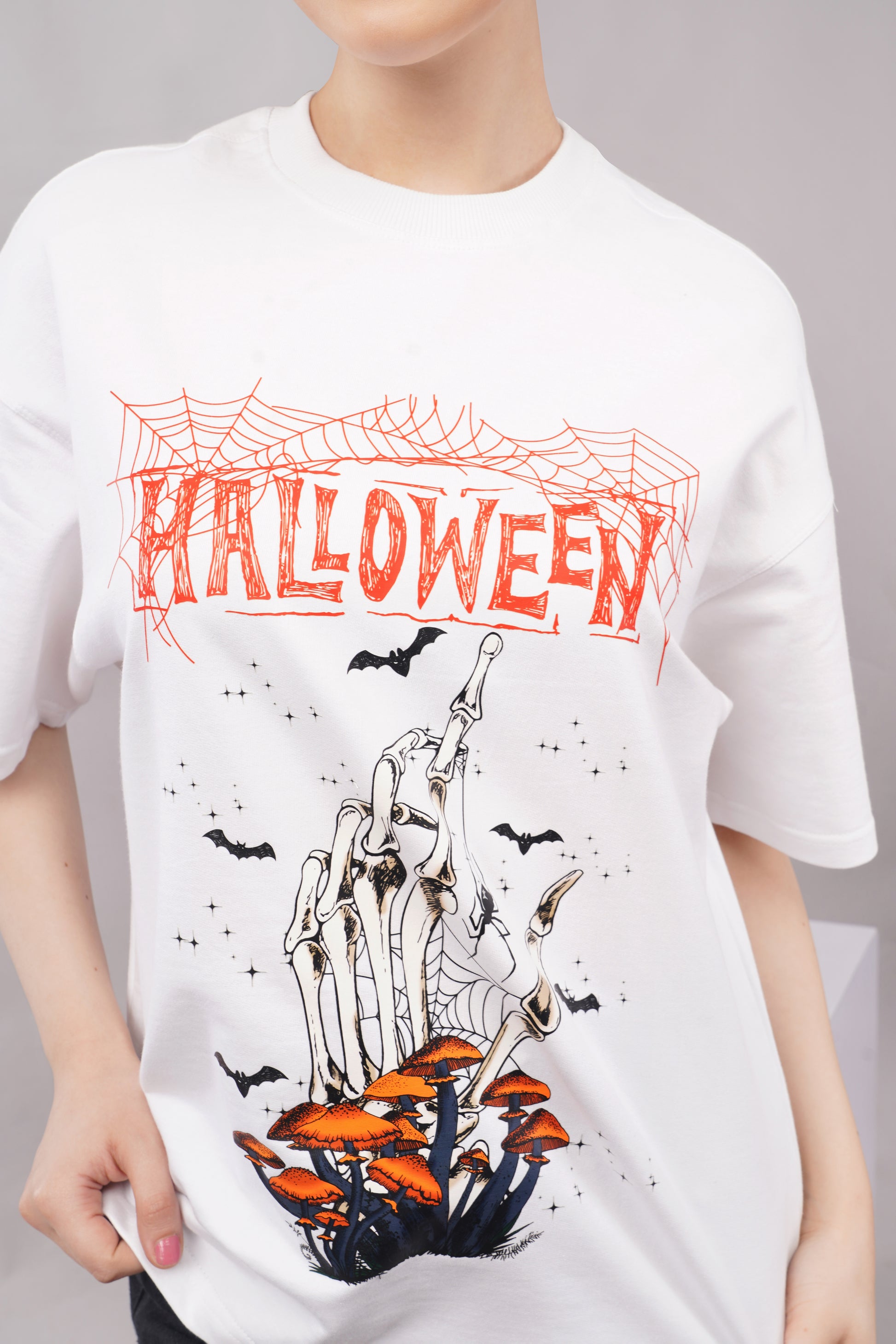 Halloween Skeleton Oversized T-Shirt lifestyle - Corcotton India