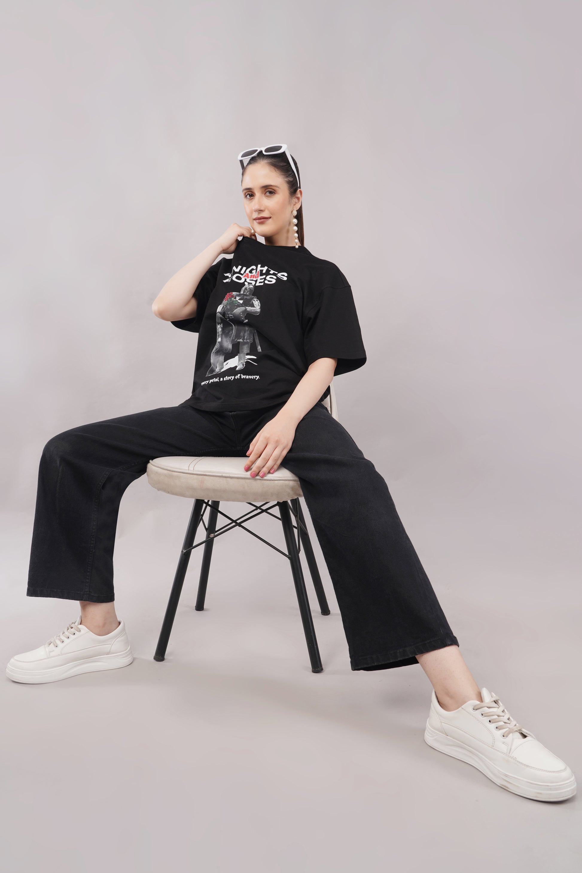 Unisex Knights and Roses Graphic T-Shirt fashion lookbook - Corcotton India