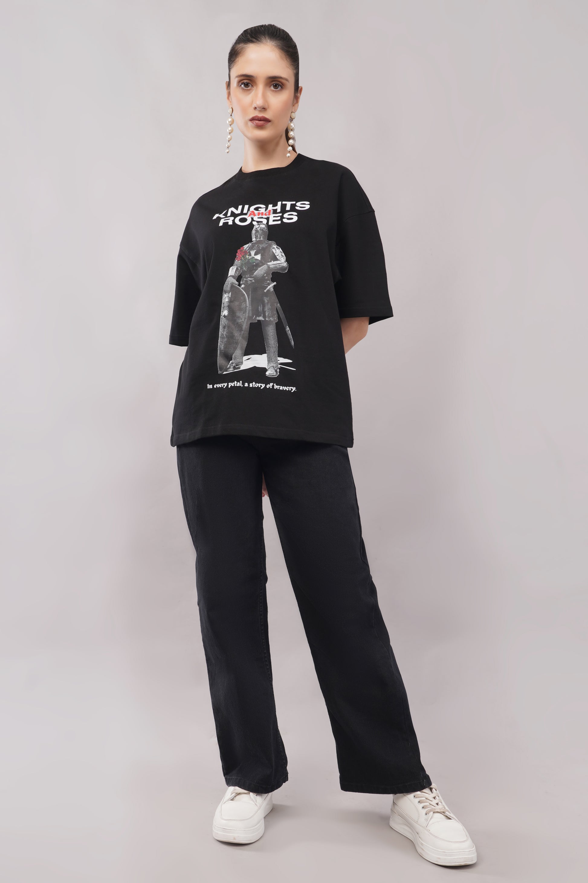 Knights and Roses Graphic T-Shirt full body - Corcotton India