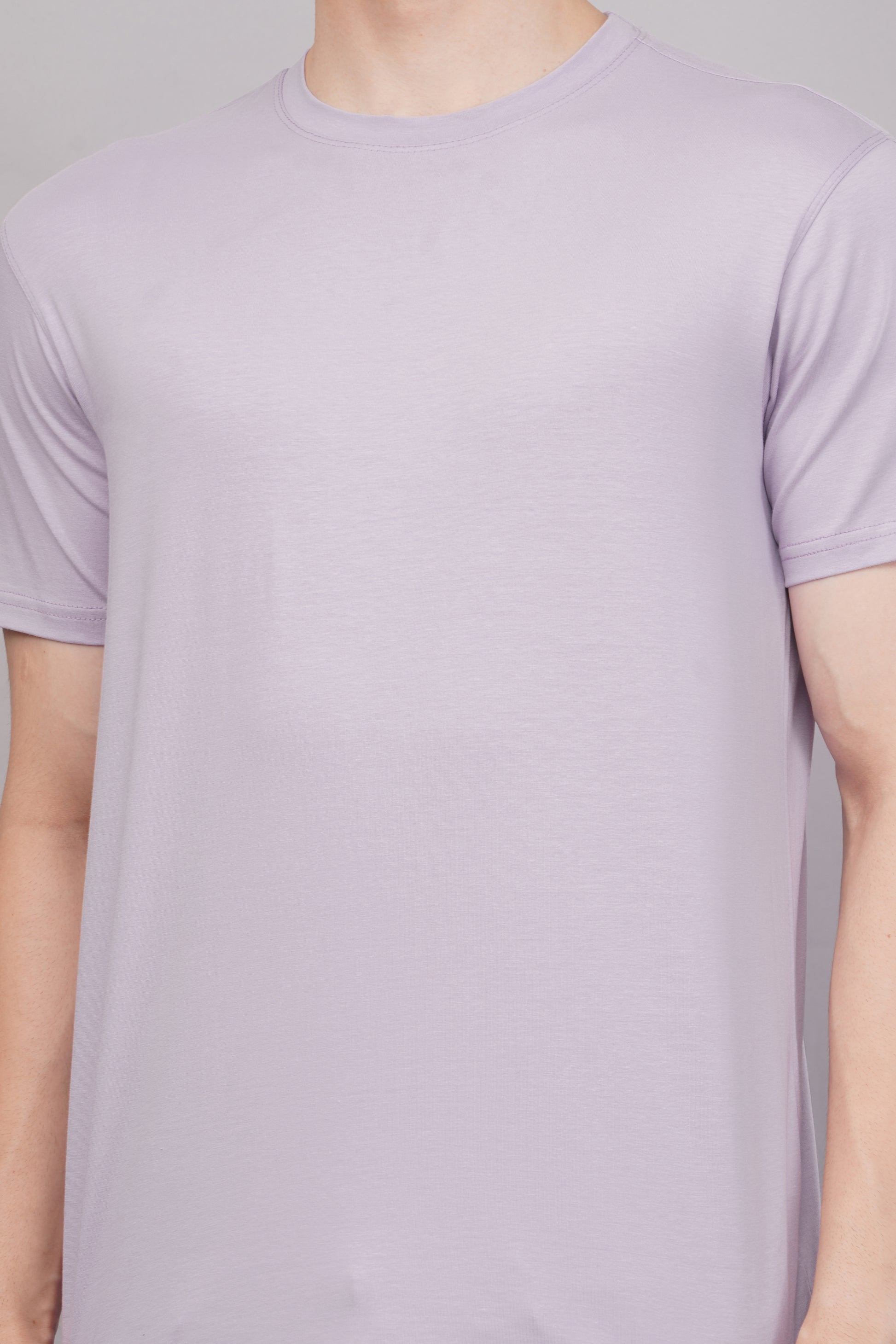 Lavender Regular Fit T-Shirt side view - Corcotton India