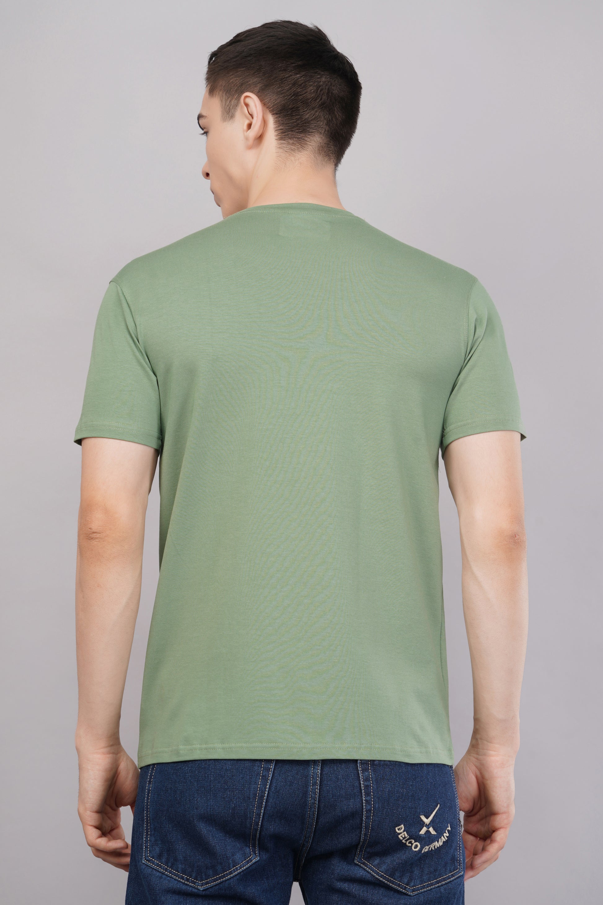 Olive Green Regular Fit T-Shirt model shot - Corcotton India