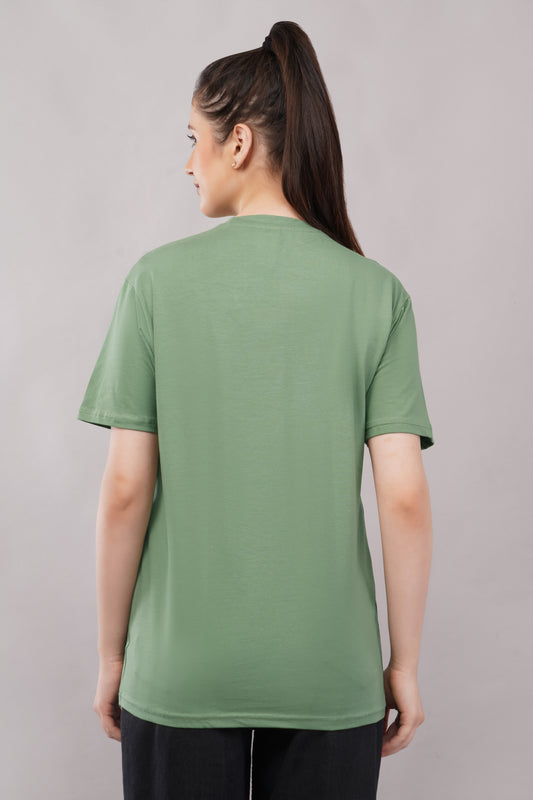Olive Green Regular Fit Tshirt closeup - Corcotton India
