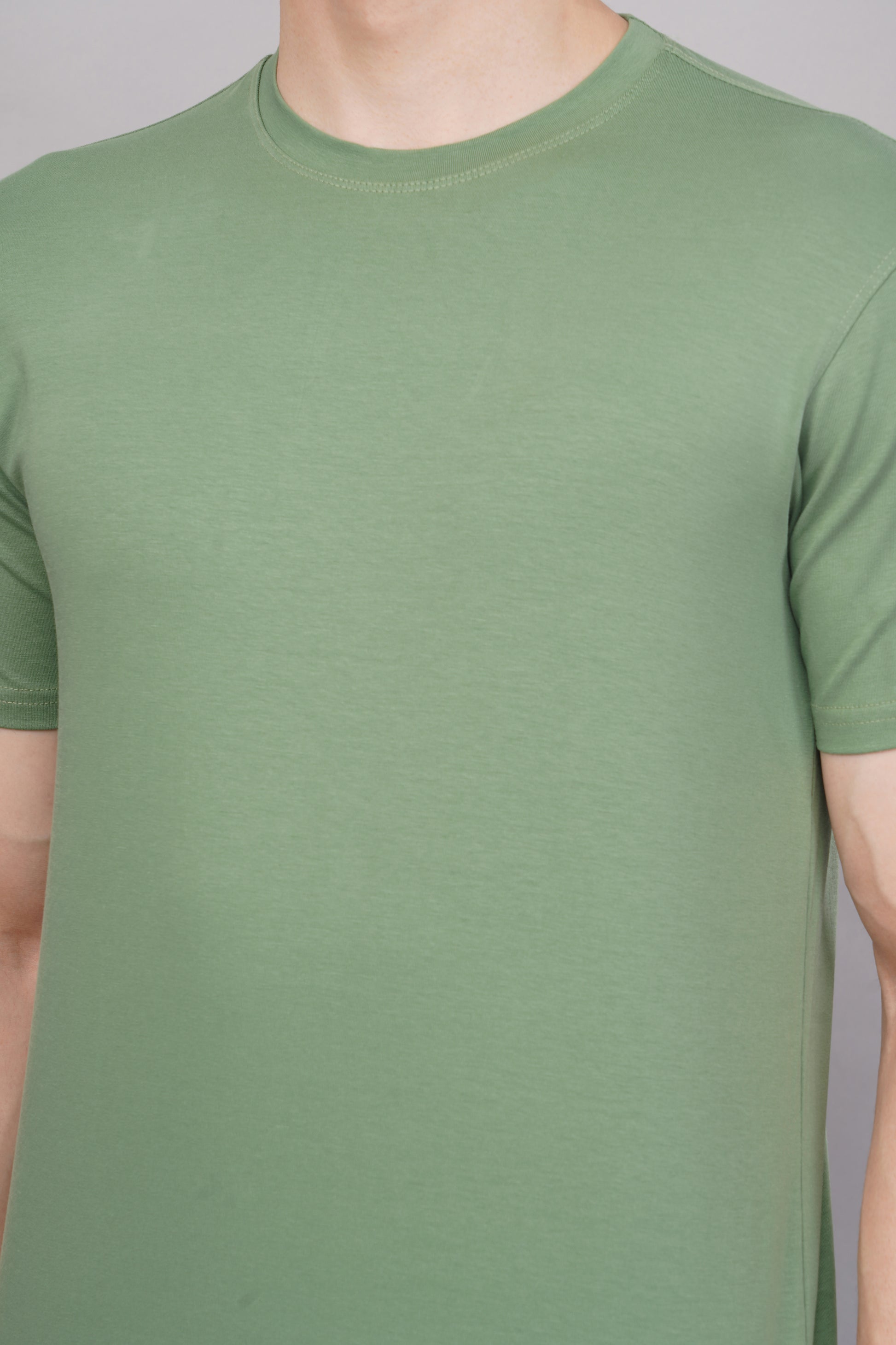 Olive Green Regular Fit Tshirt detail - Corcotton India