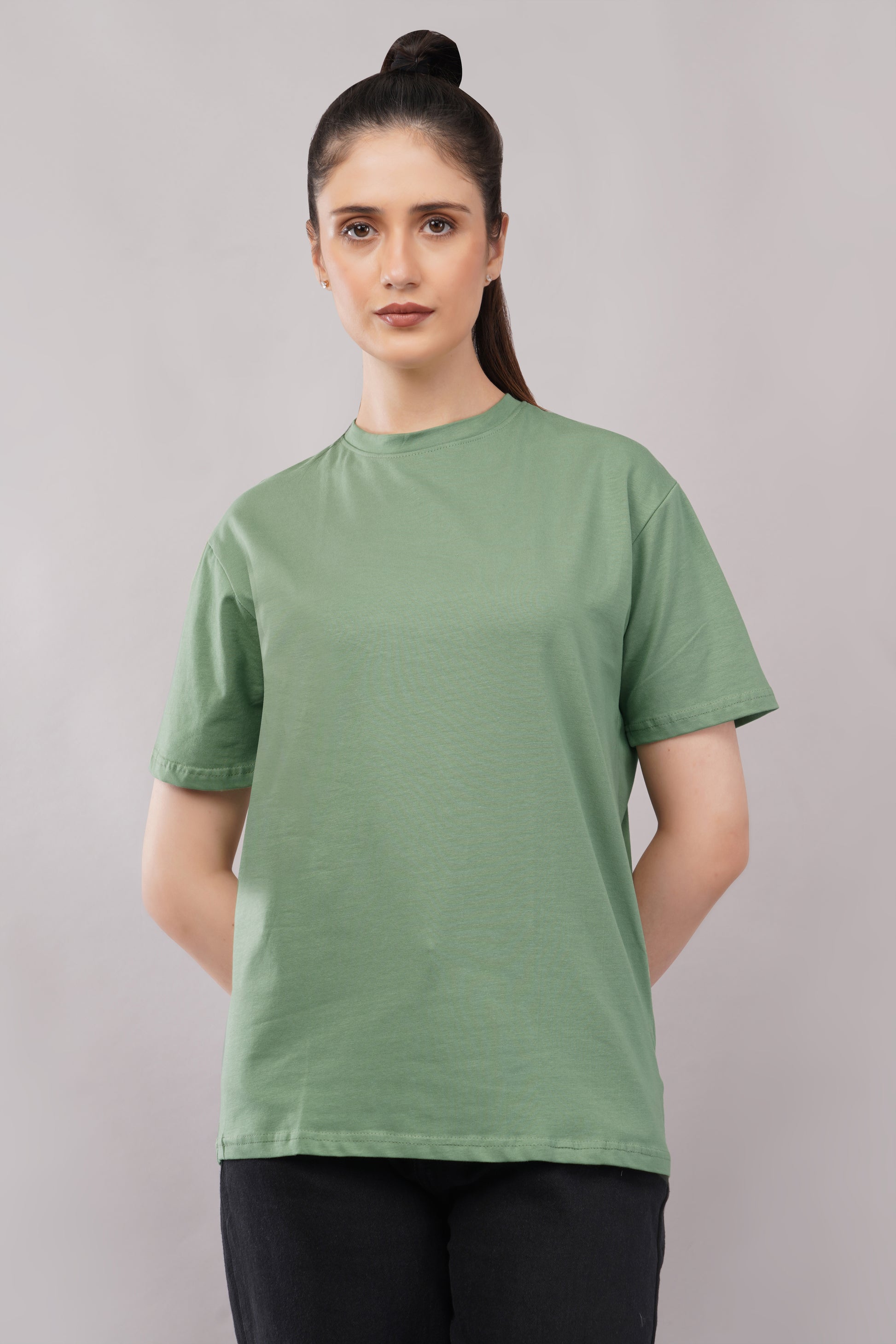 Olive Green Regular Fit Basic Tee lifestyle - Corcotton India