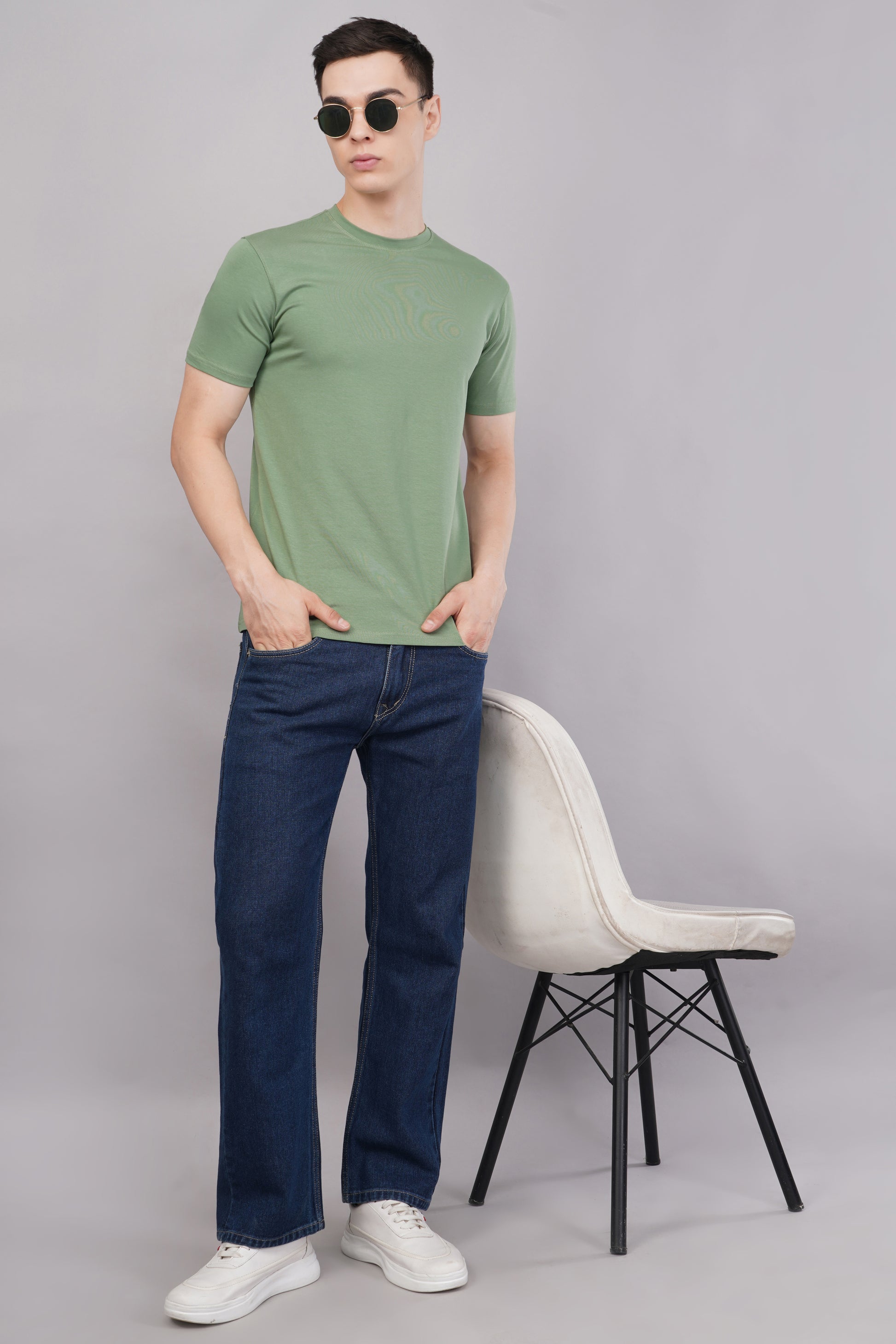 Olive Green Tshirt full body - Corcotton India