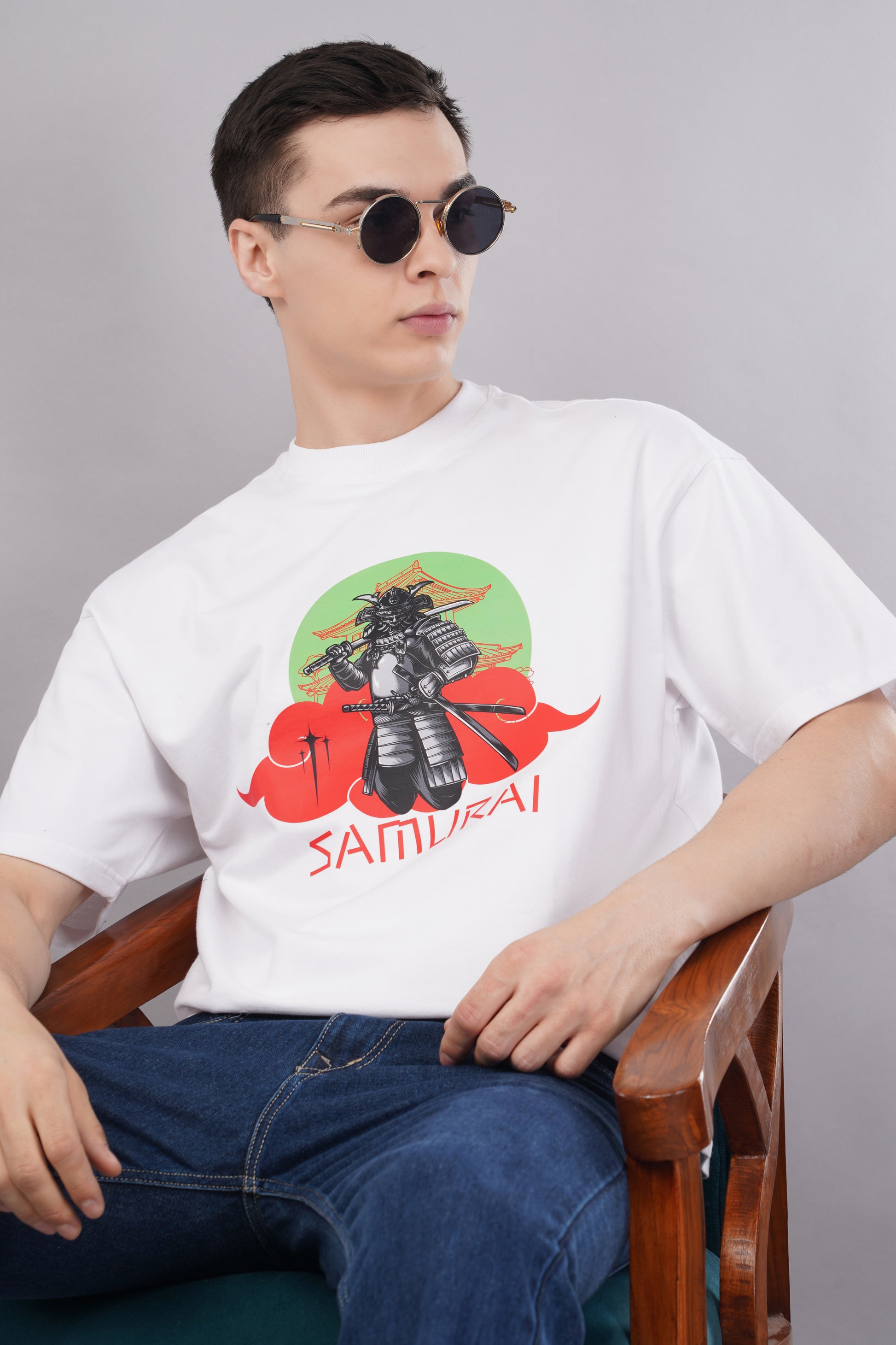 Samurai Oversized Graphic Tee side view - Corcotton India