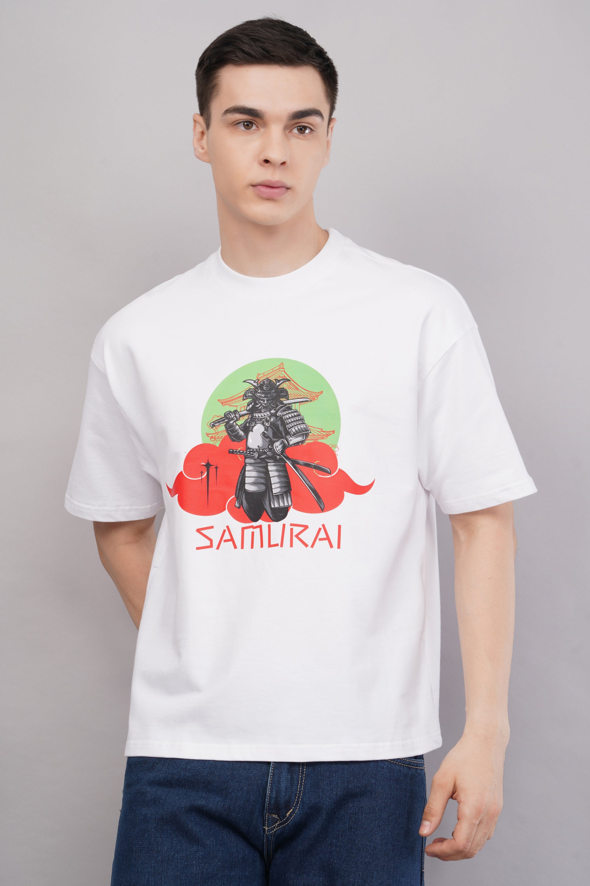 Samurai Graphic T-Shirt print detail - Corcotton India