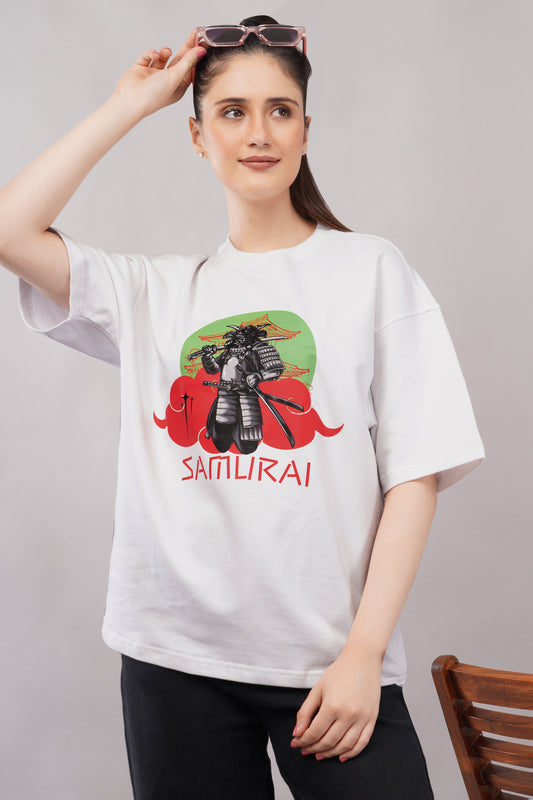 Samurai Oversized Graphic T-Shirt front view - Corcotton India