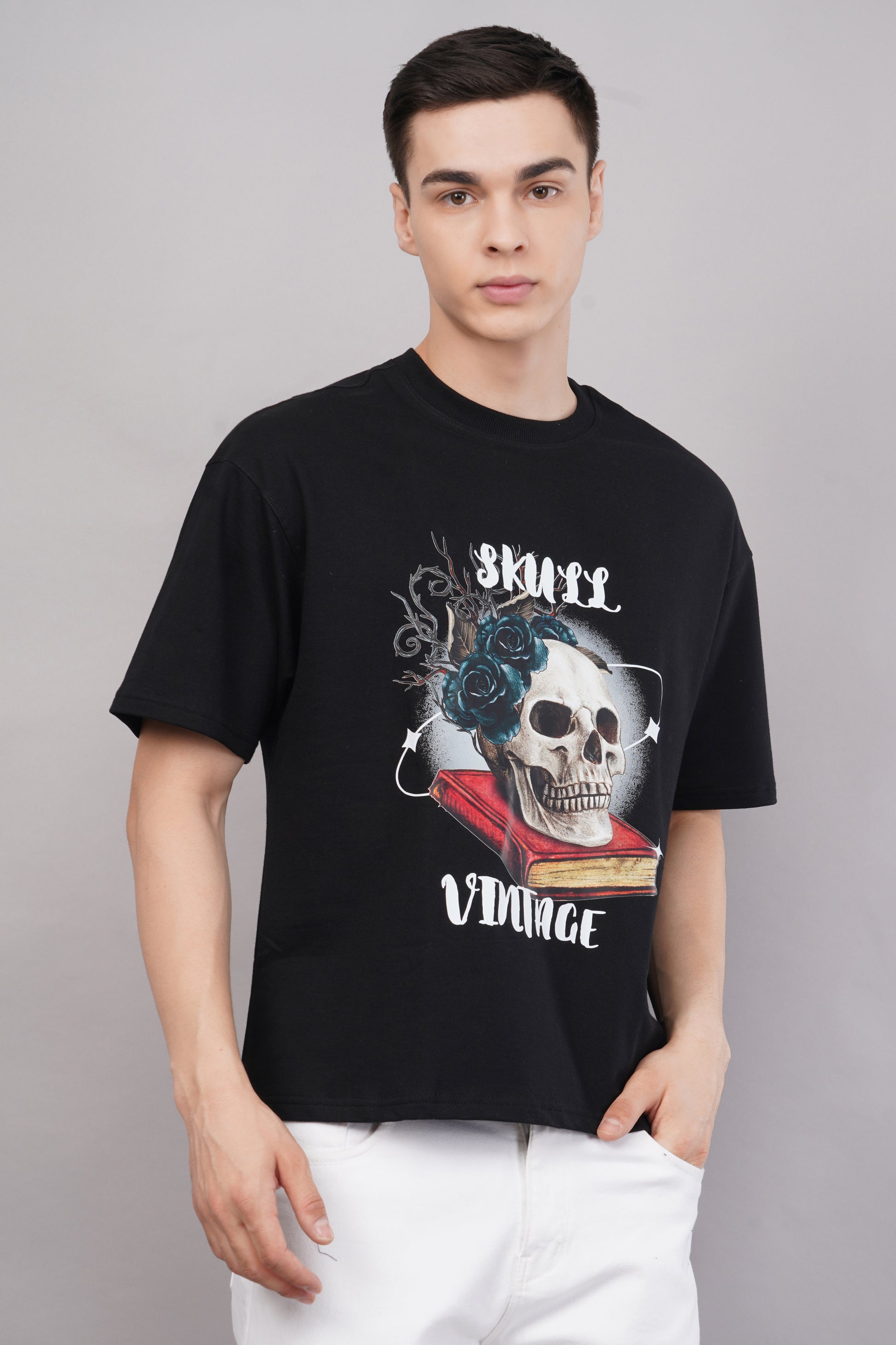 Skull Vintage Graphic T-Shirt side view - Corcotton India