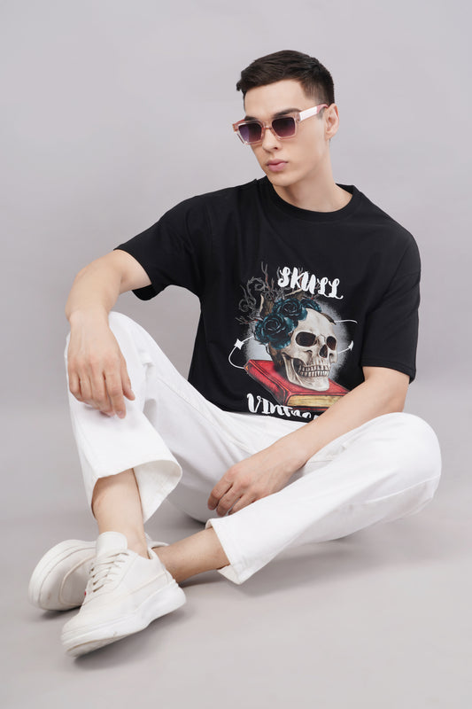 Unisex Skull Vintage Oversized Graphic T-Shirt urban look - Corcotton India