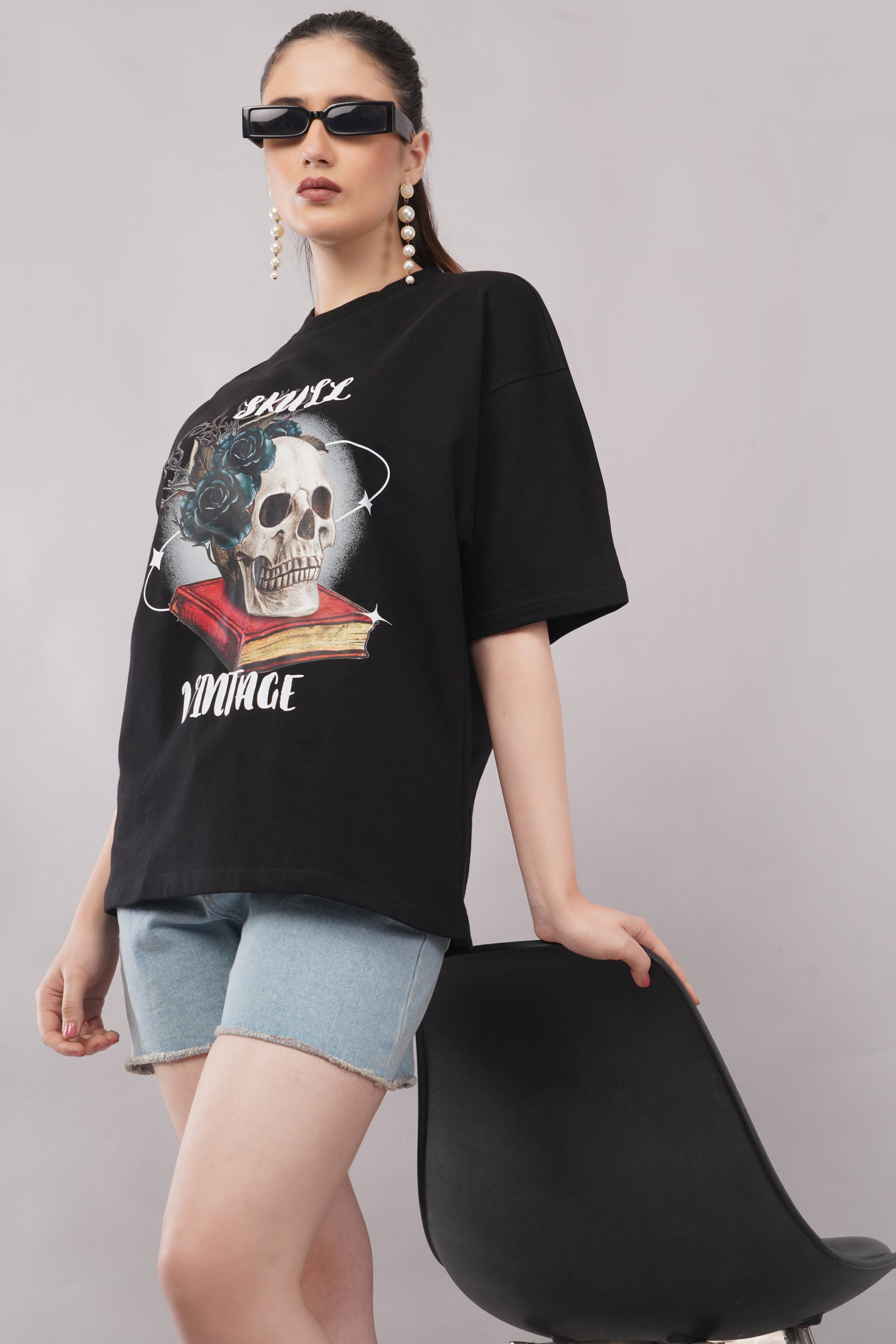 Skull Vintage Graphic Tee lifestyle shot - Corcotton India