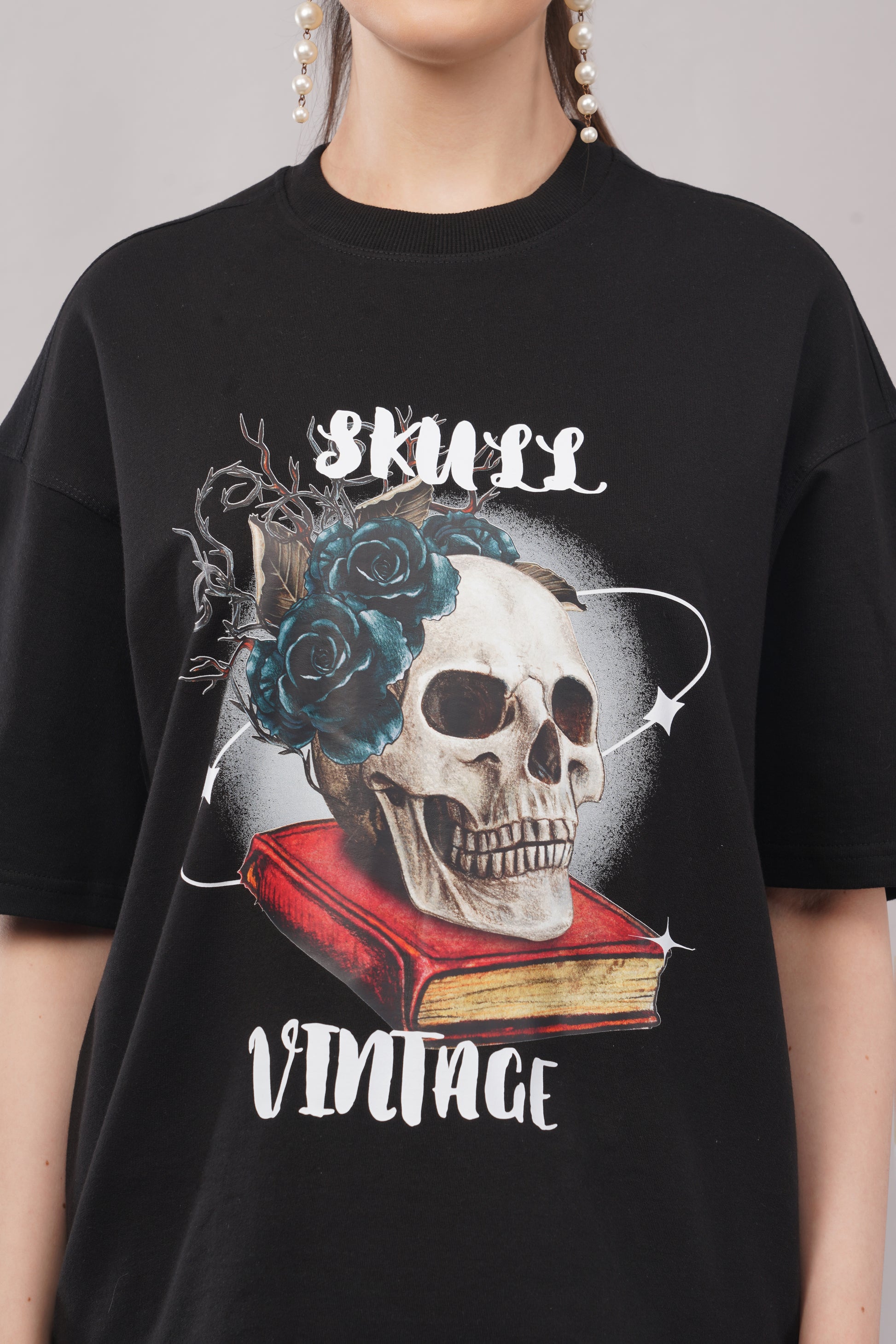Skull Vintage Oversized T-Shirt model shot - Corcotton India