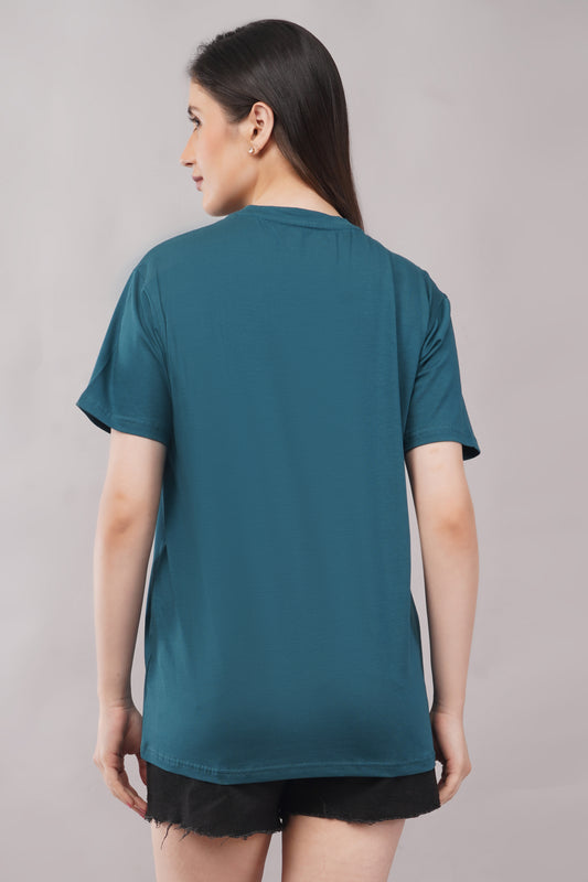 Teal Regular Fit Tshirt front view - Corcotton India