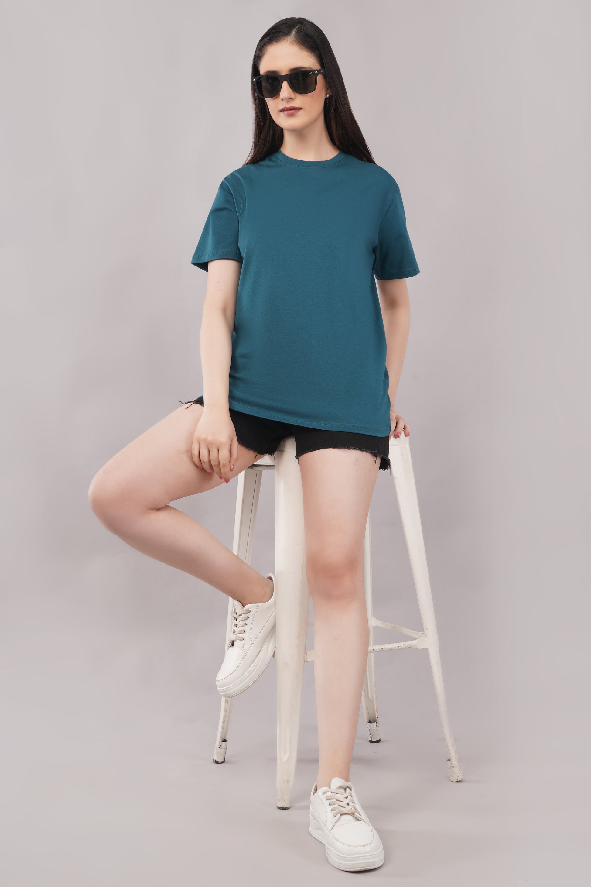 Unisex Teal Regular Fit Basic T-Shirt casual style - Corcotton India