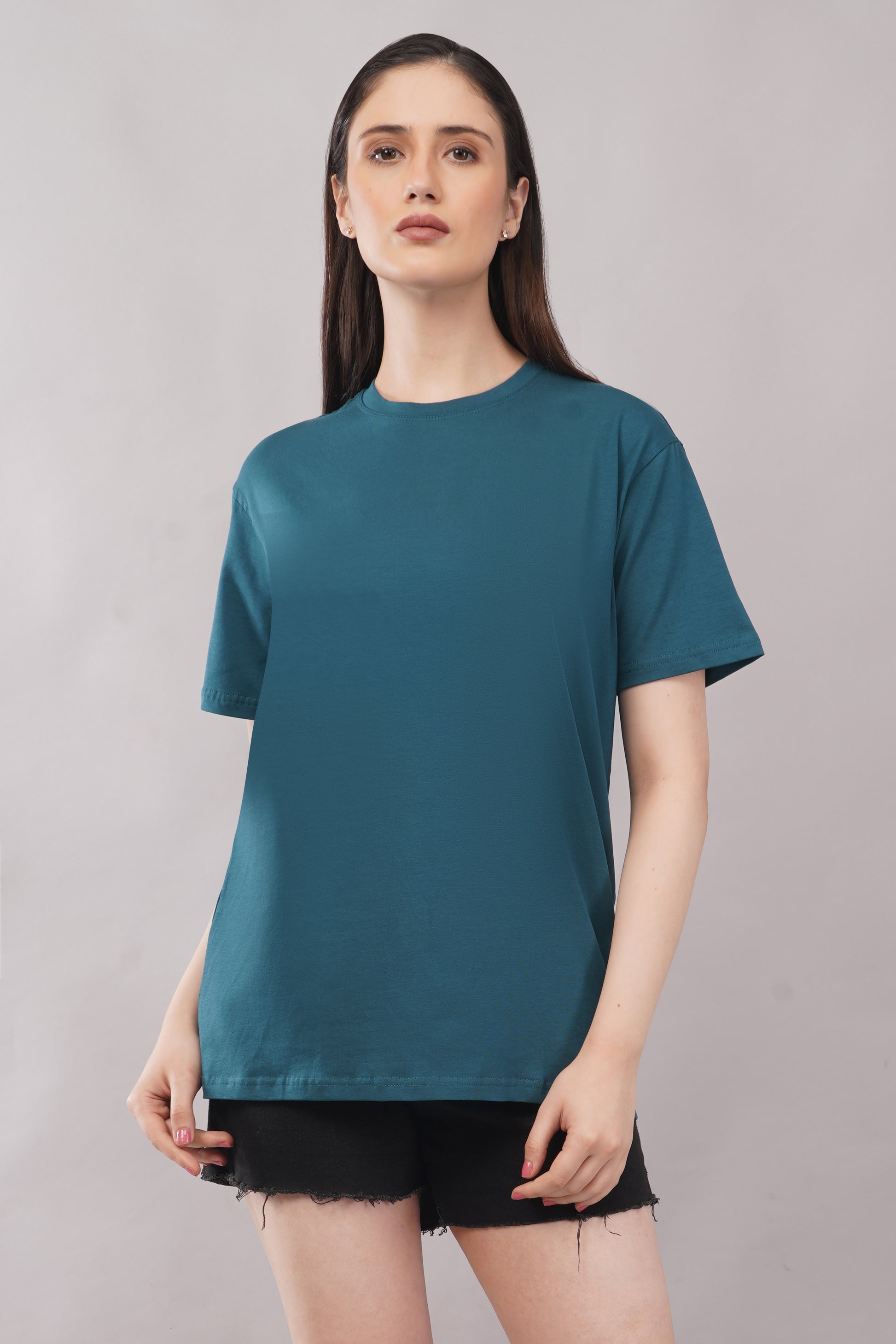 Teal Regular Fit Basic Tee lifestyle - Corcotton India