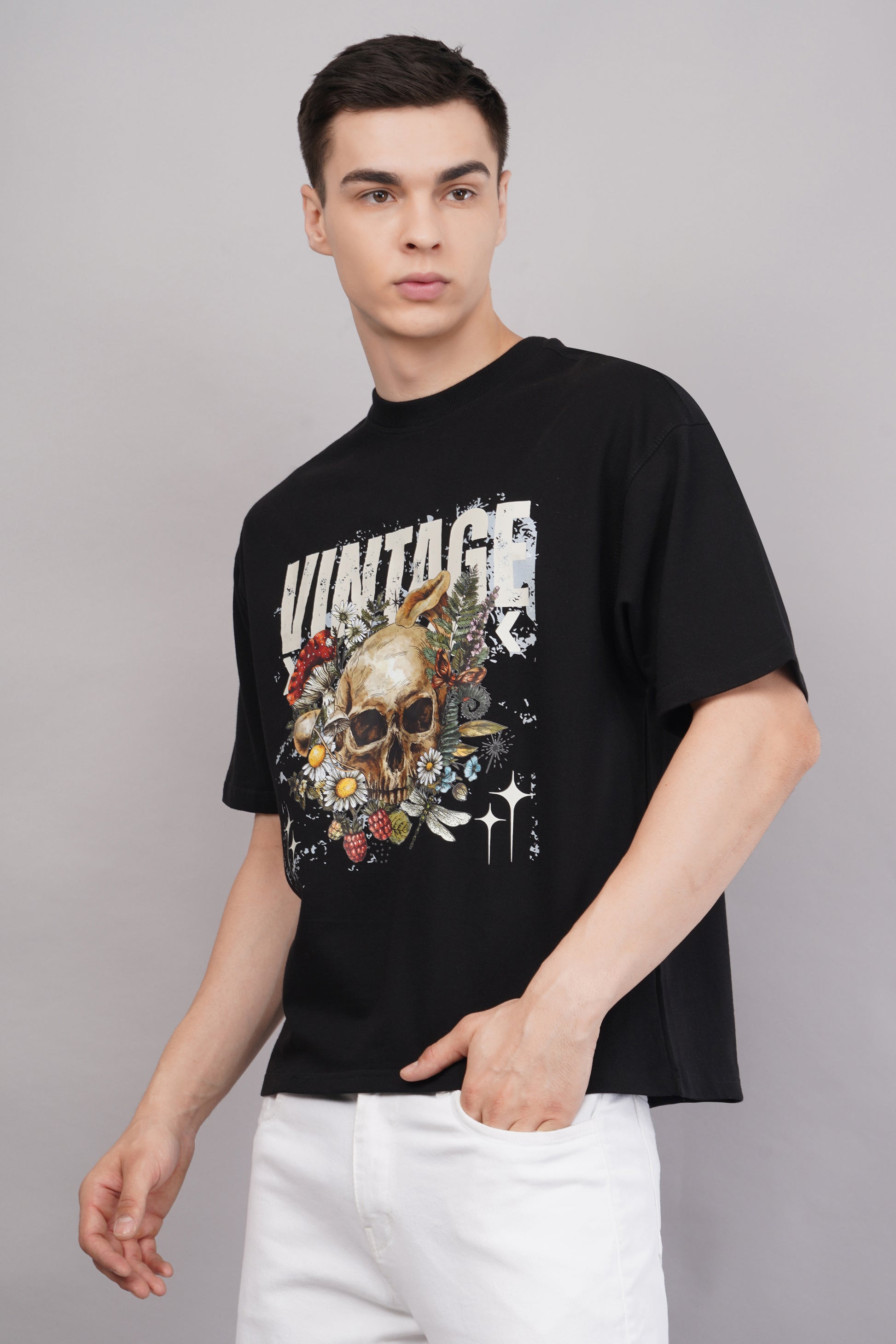 Vintage Skull Graphic T-Shirt model shot - Corcotton India