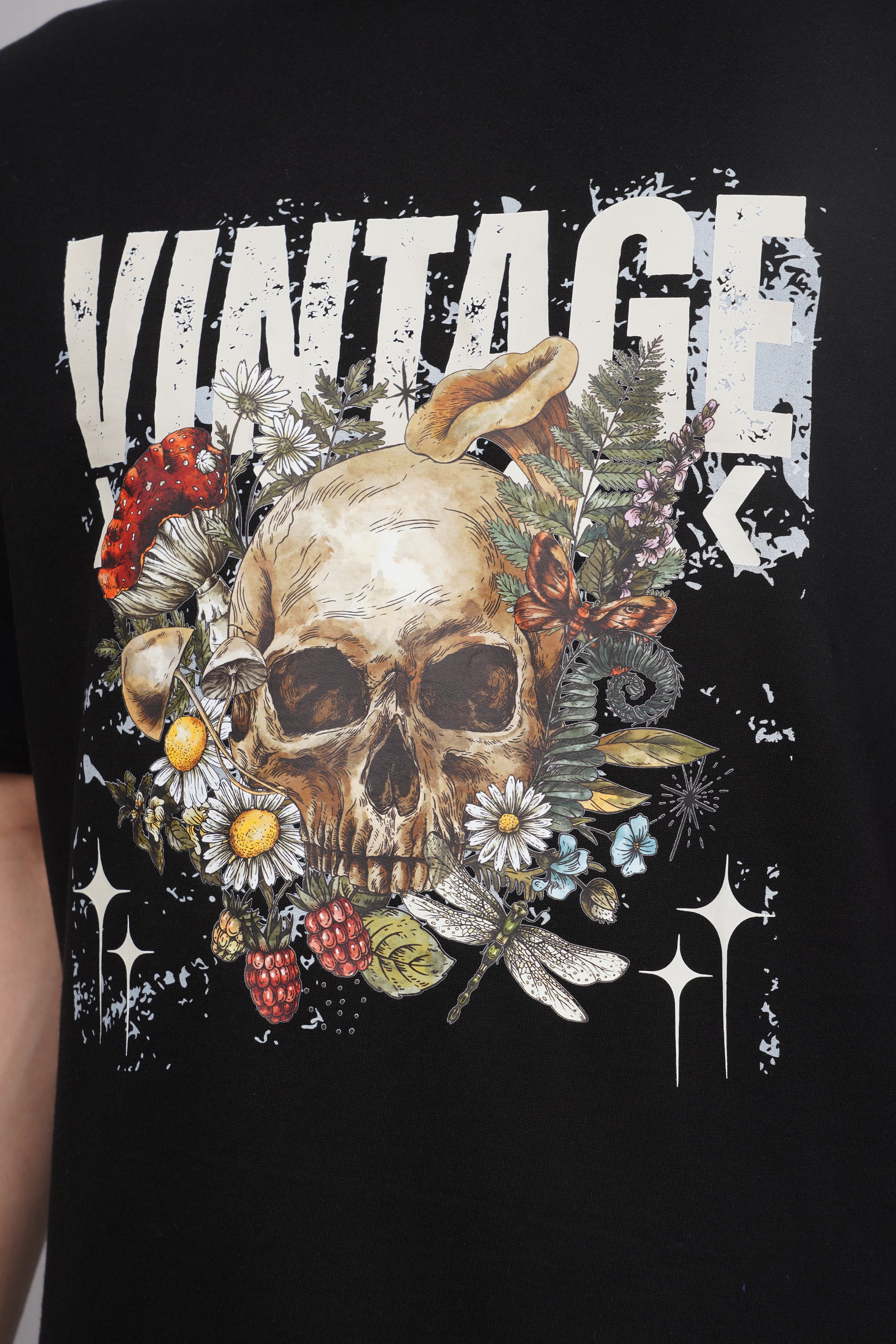 Vintage Skull Oversized T-Shirt back view - Corcotton India