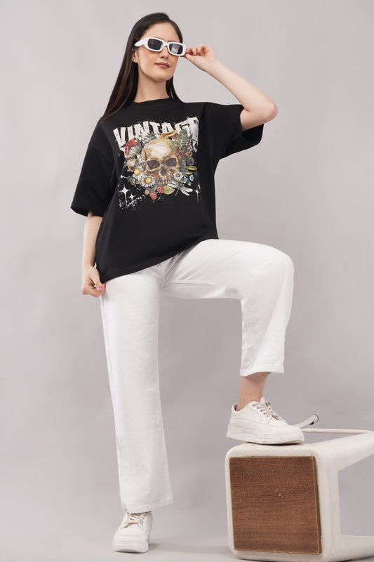 Vintage Skull Graphic Tee print detail - Corcotton India