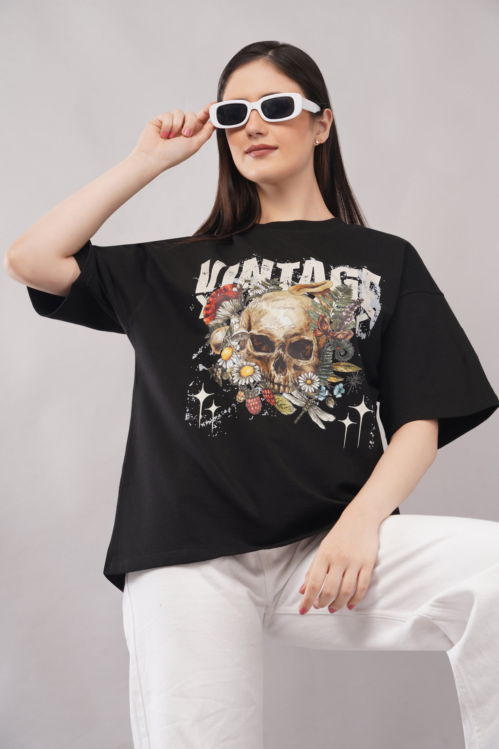 Vintage Skull Graphic Tee lifestyle shot - Corcotton India