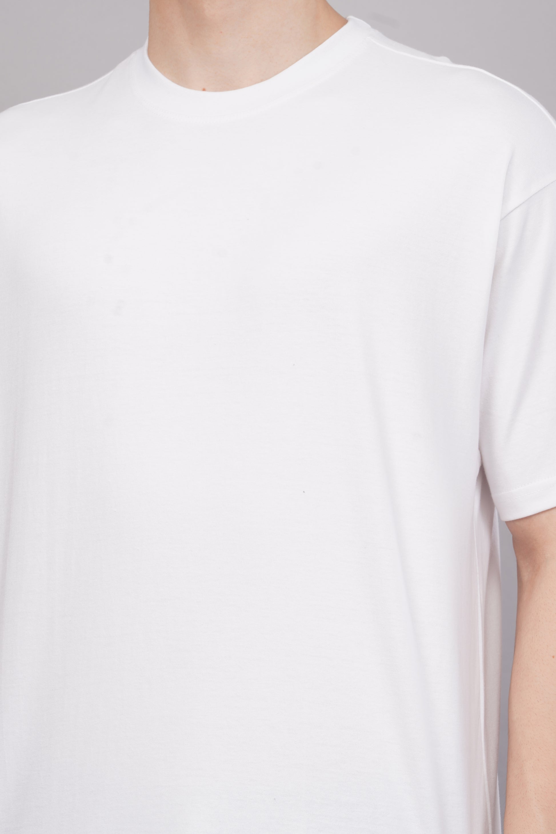 Premium White Oversized T-Shirt detail - Corcotton India