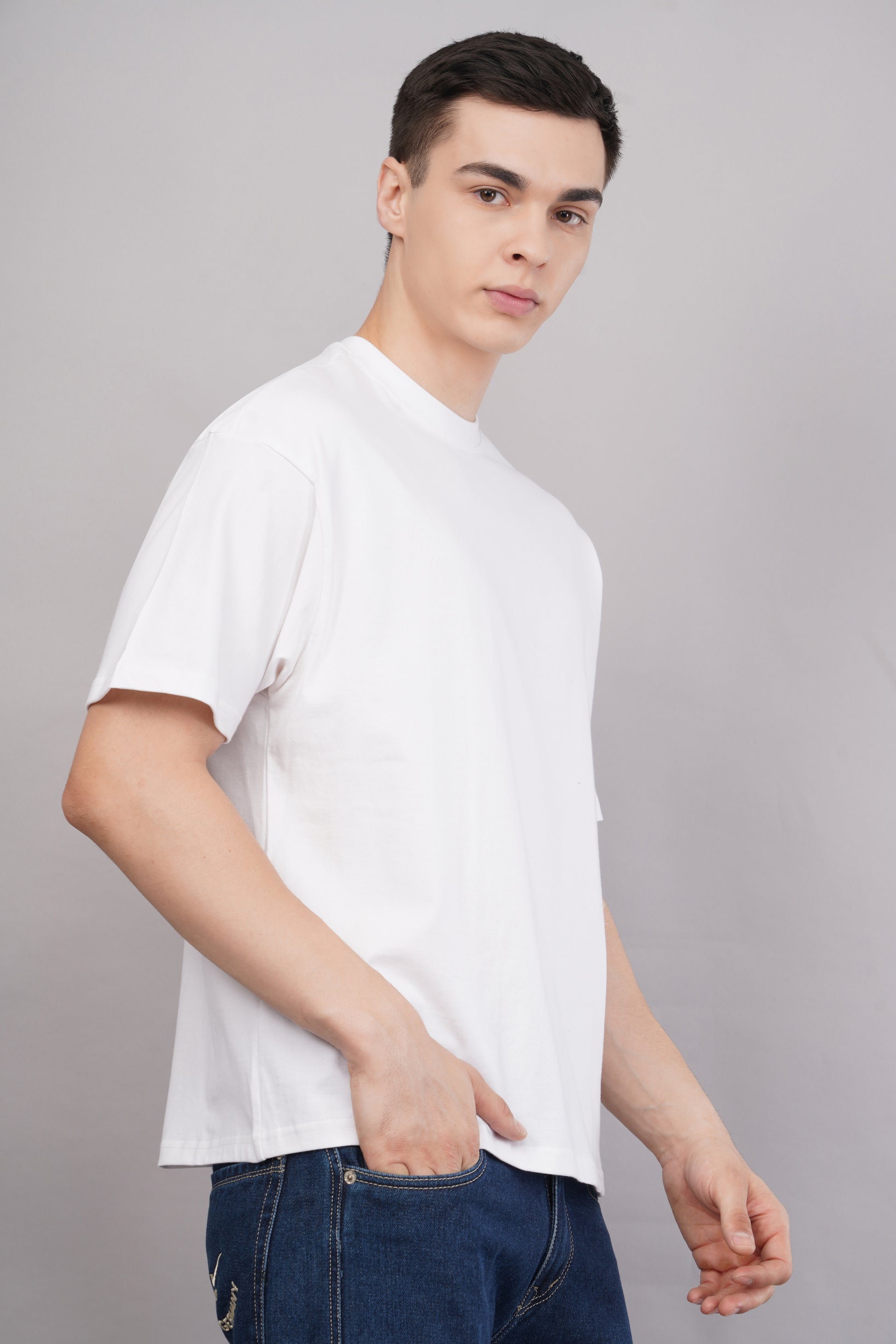 Premium White Oversized T-Shirt lifestyle - Corcotton India
