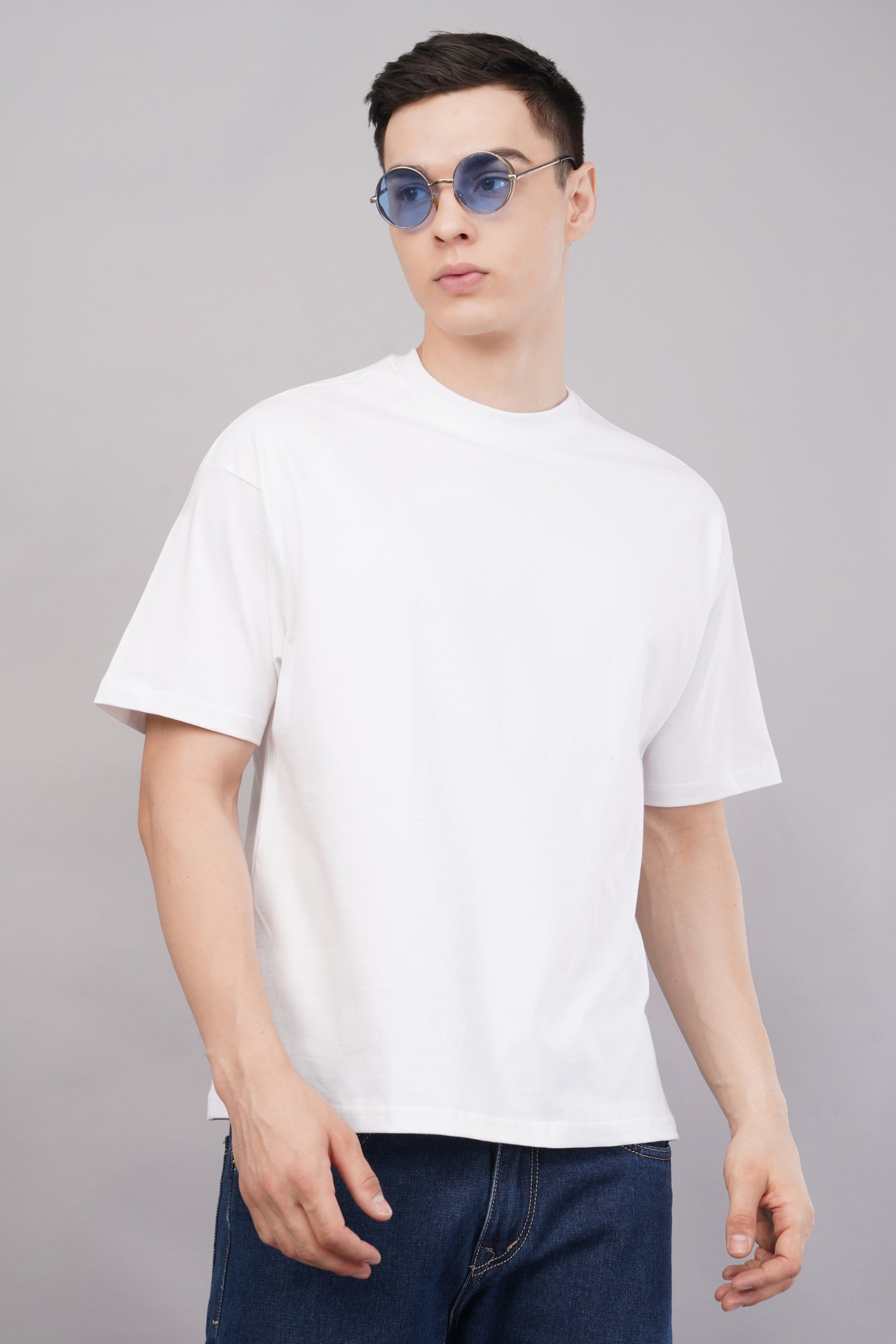 Premium White Oversized T-Shirt back view - Corcotton India