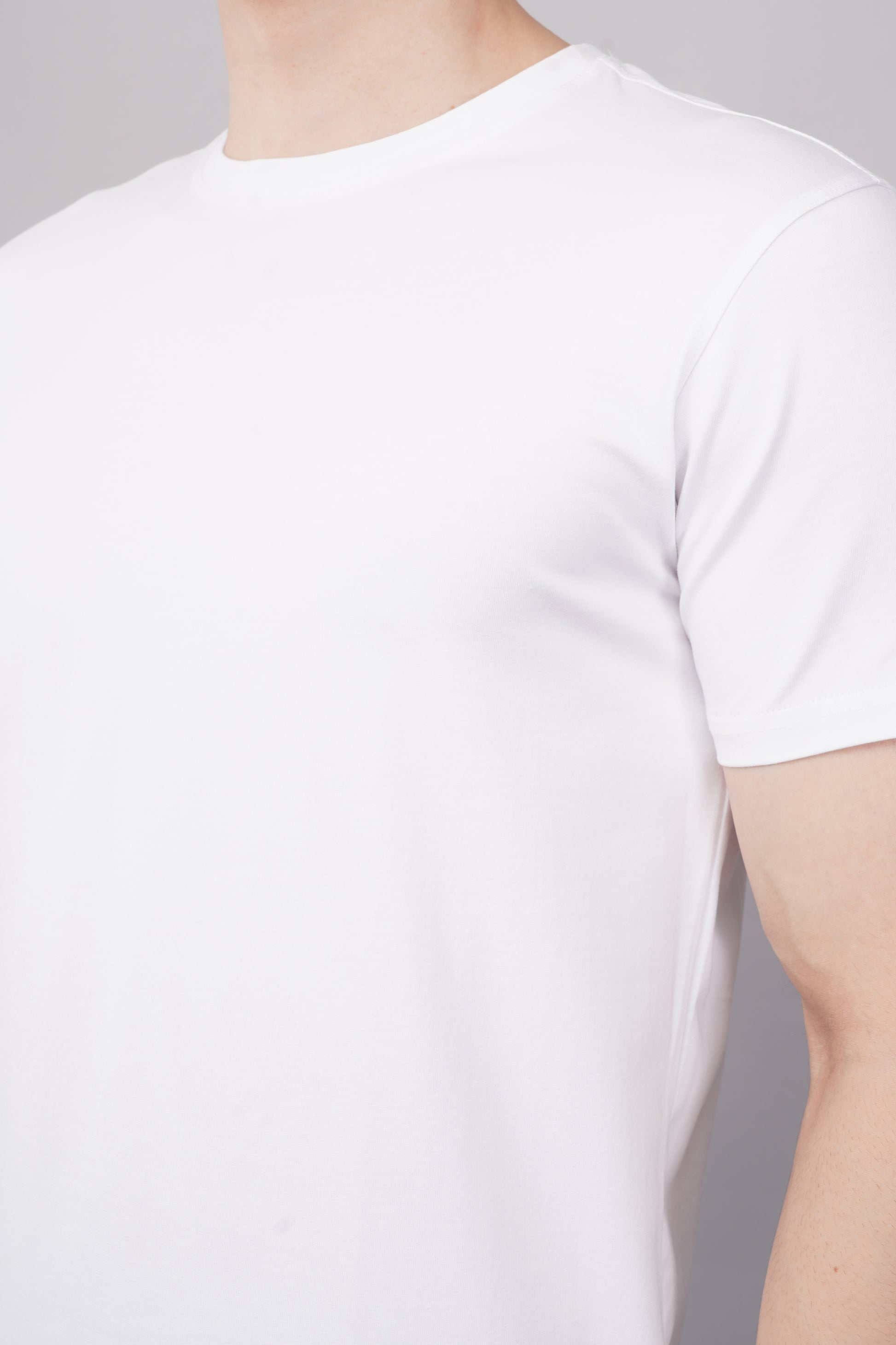 White Regular Fit T-Shirt side view - Corcotton India