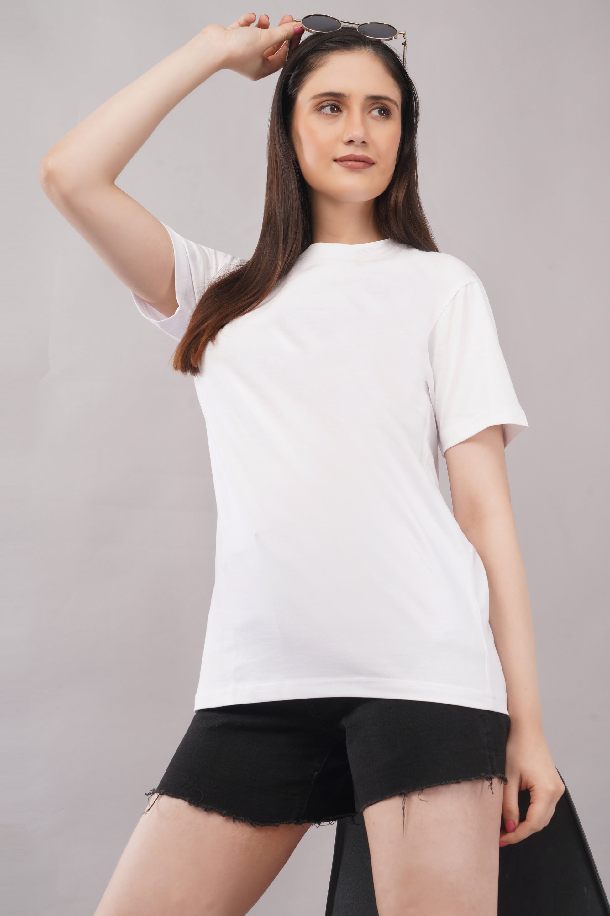 White Regular Fit T-Shirt side view - Corcotton India