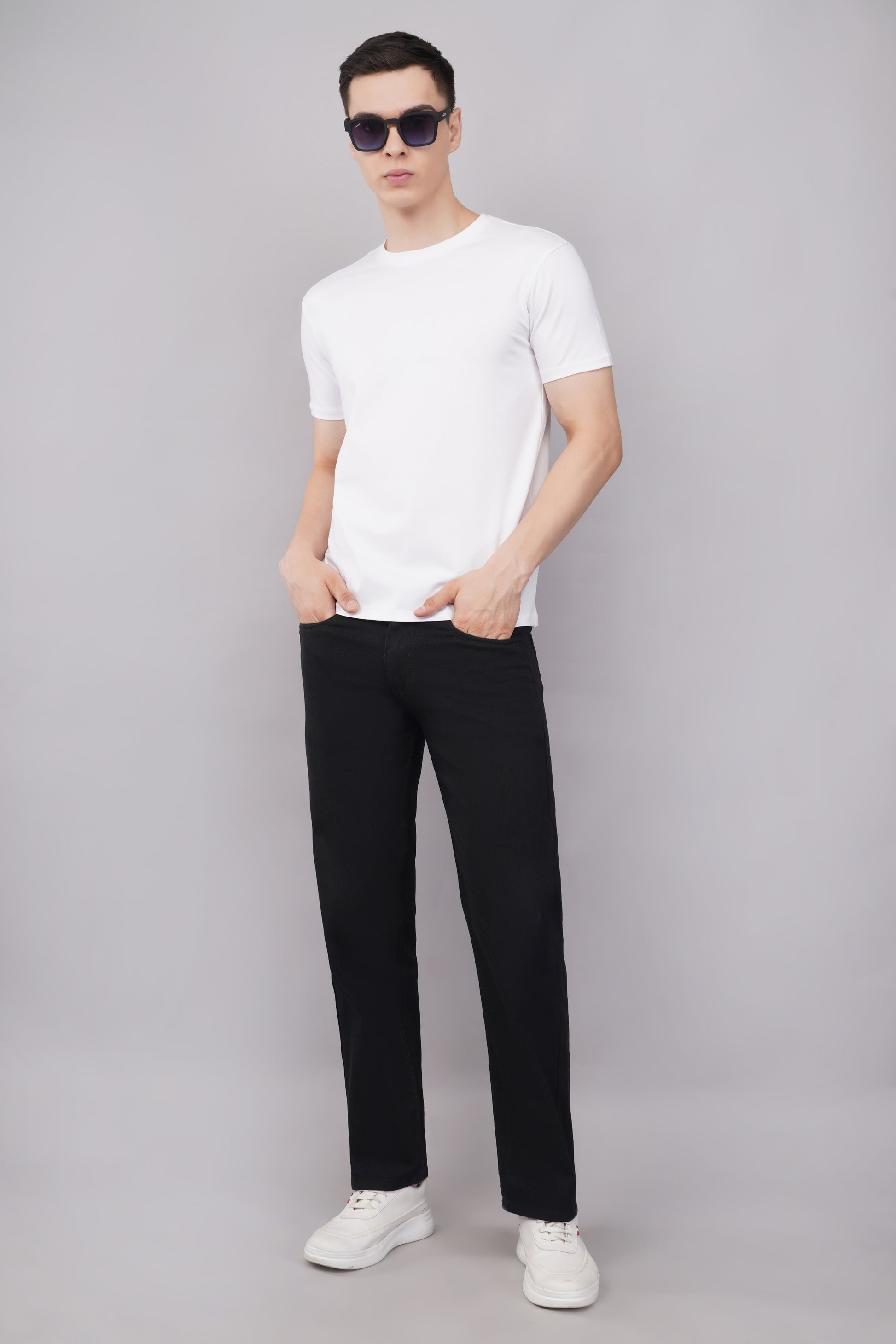 Premium White Regular Fit Tshirt front view - Corcotton India