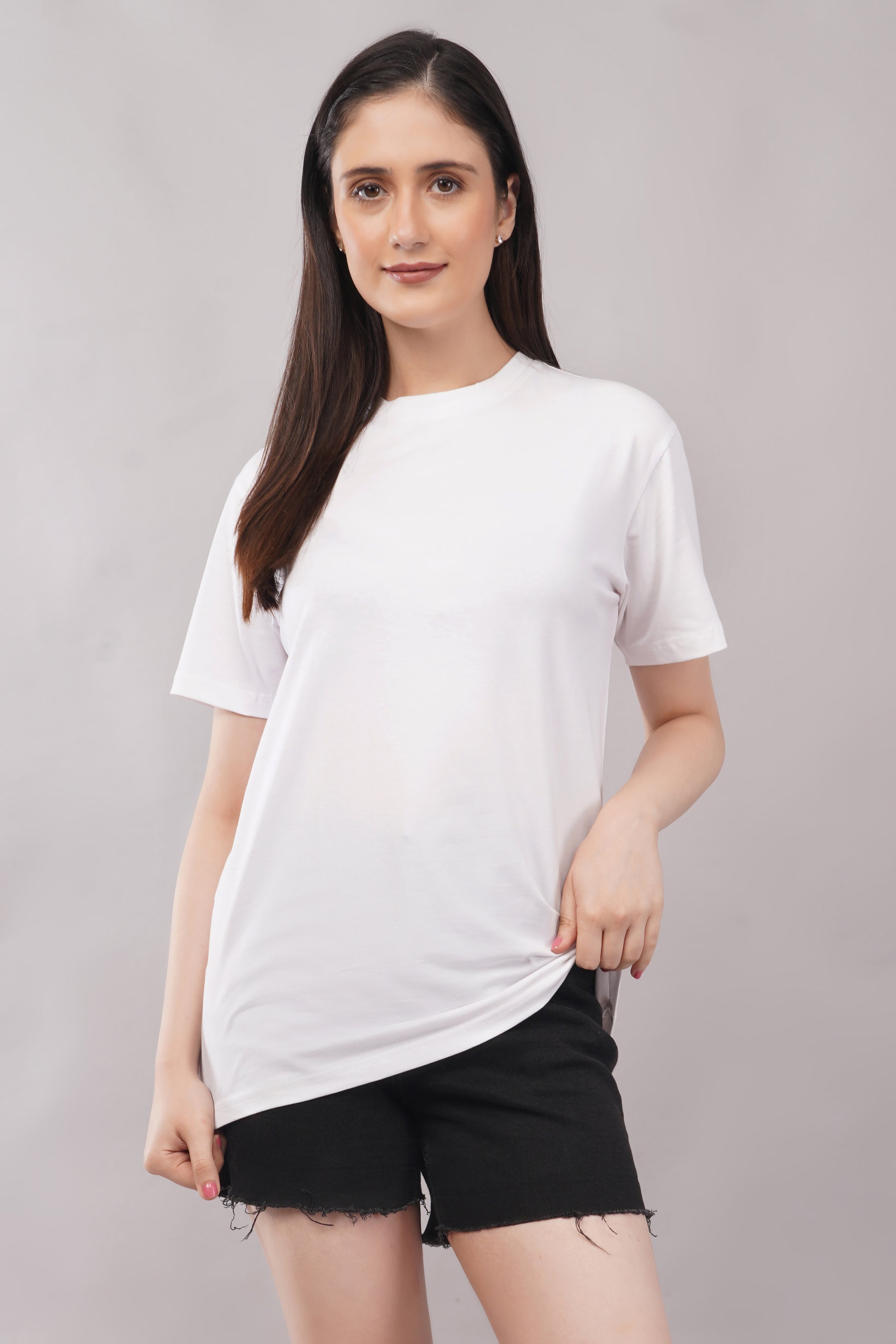 White Regular Fit Basic Tee lifestyle - Corcotton India